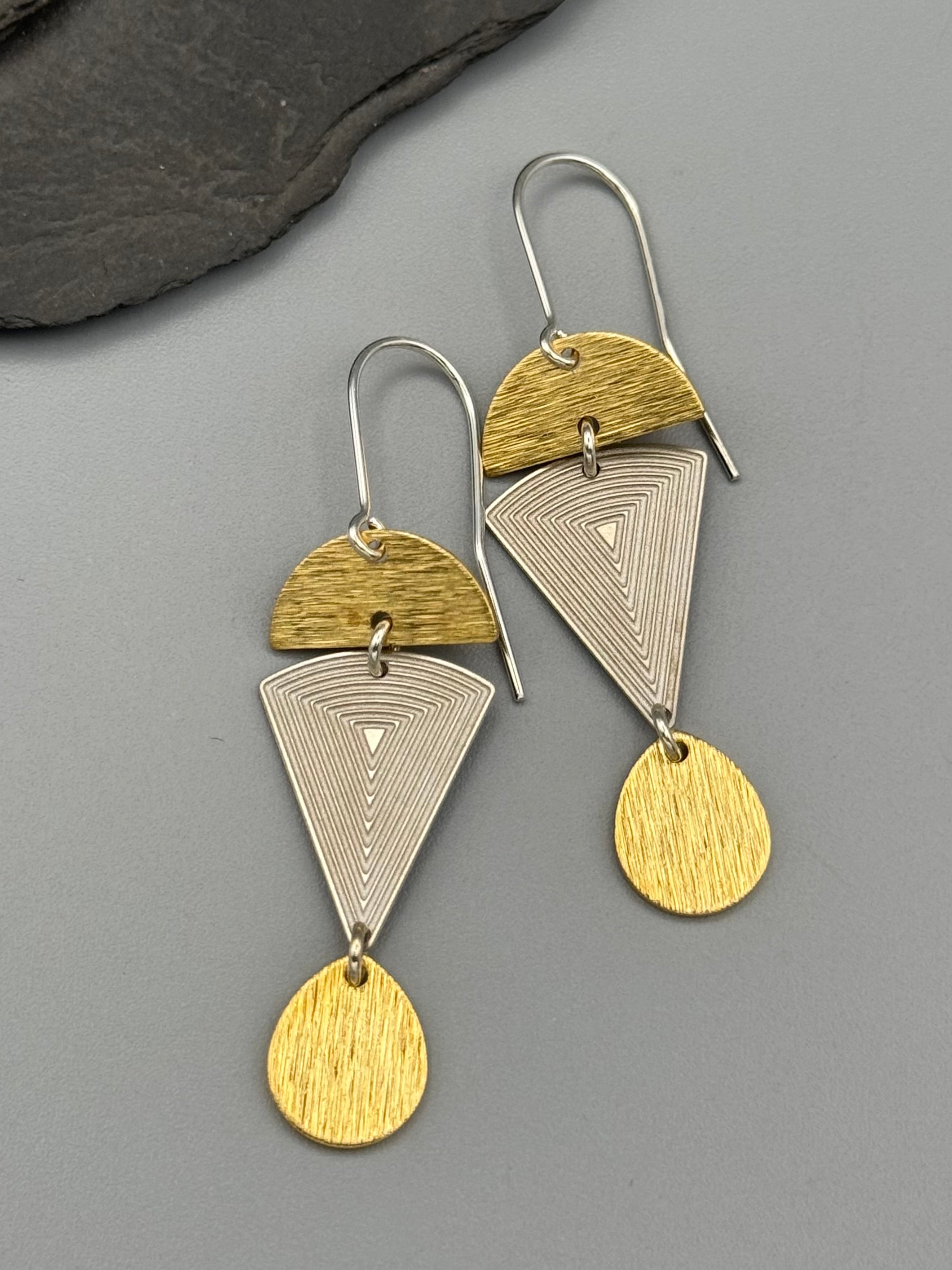 •SHAPE SHIFTER• mixed metal dangle earrings