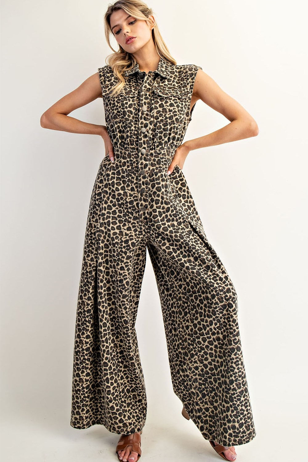 •HELENA• leopard print sleeveless jumpsuit