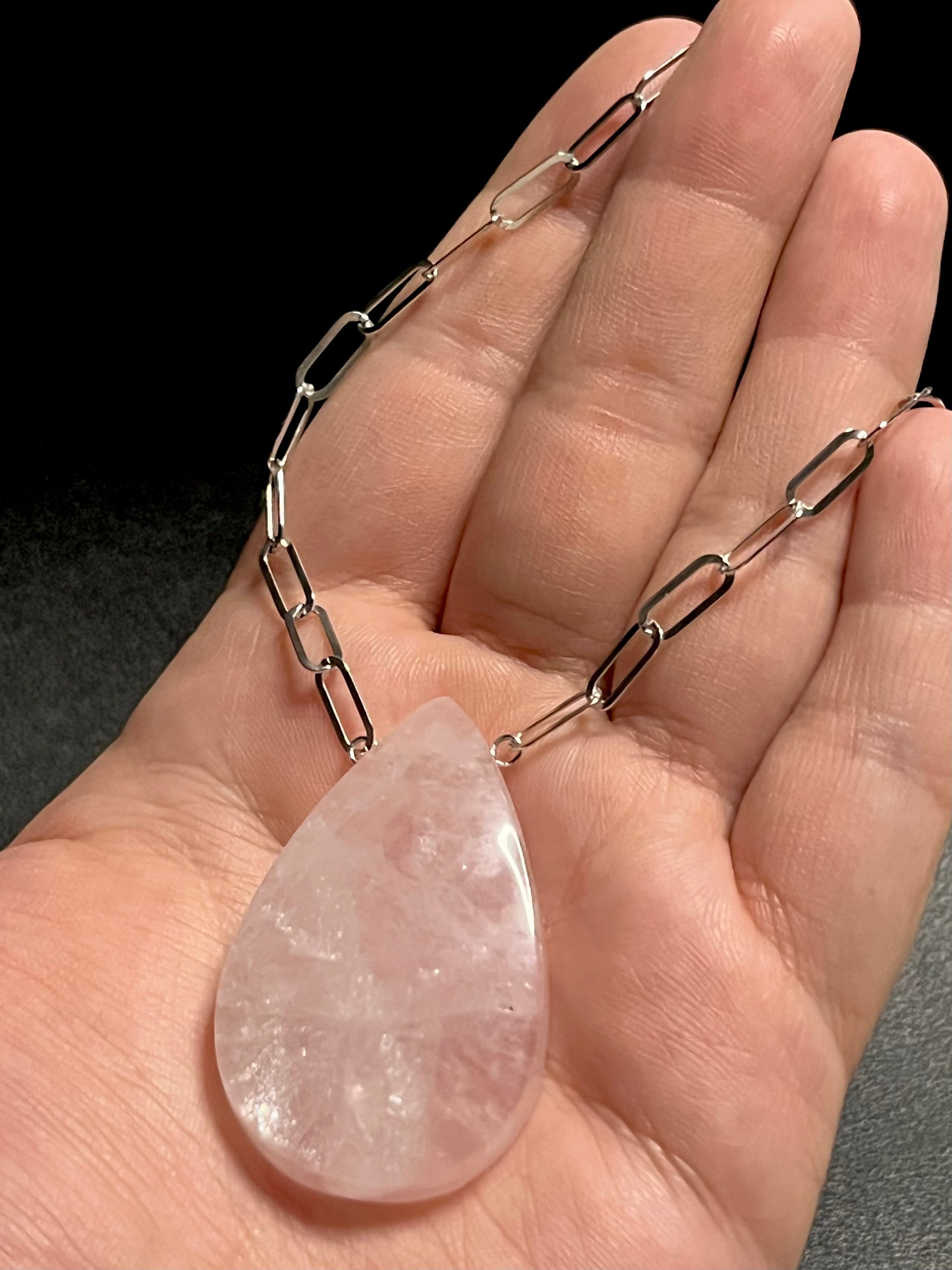 •AEON• rose quartz + silver necklace (18"-20")