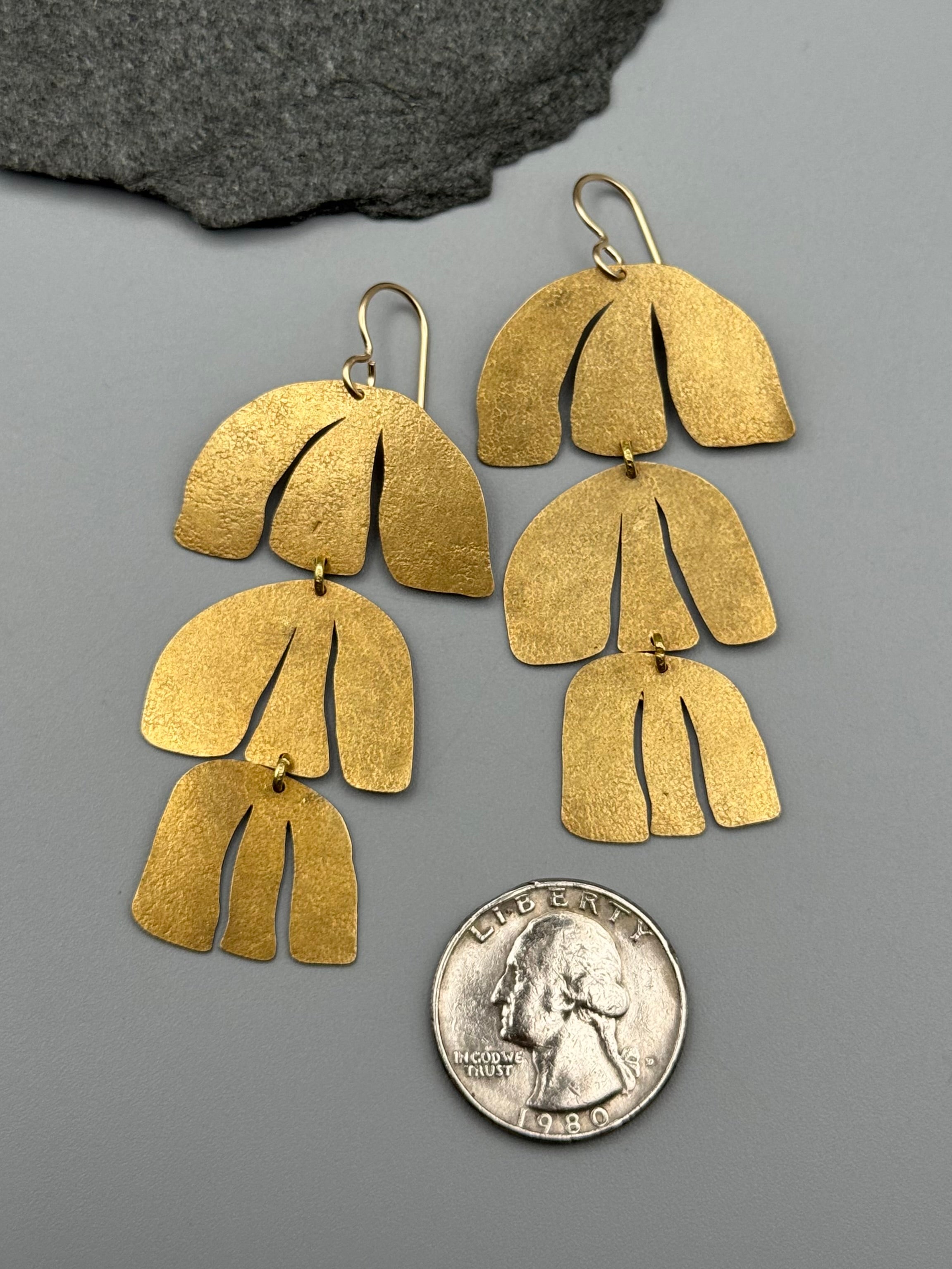 •ORCHID DANCE• gold dangle earrings