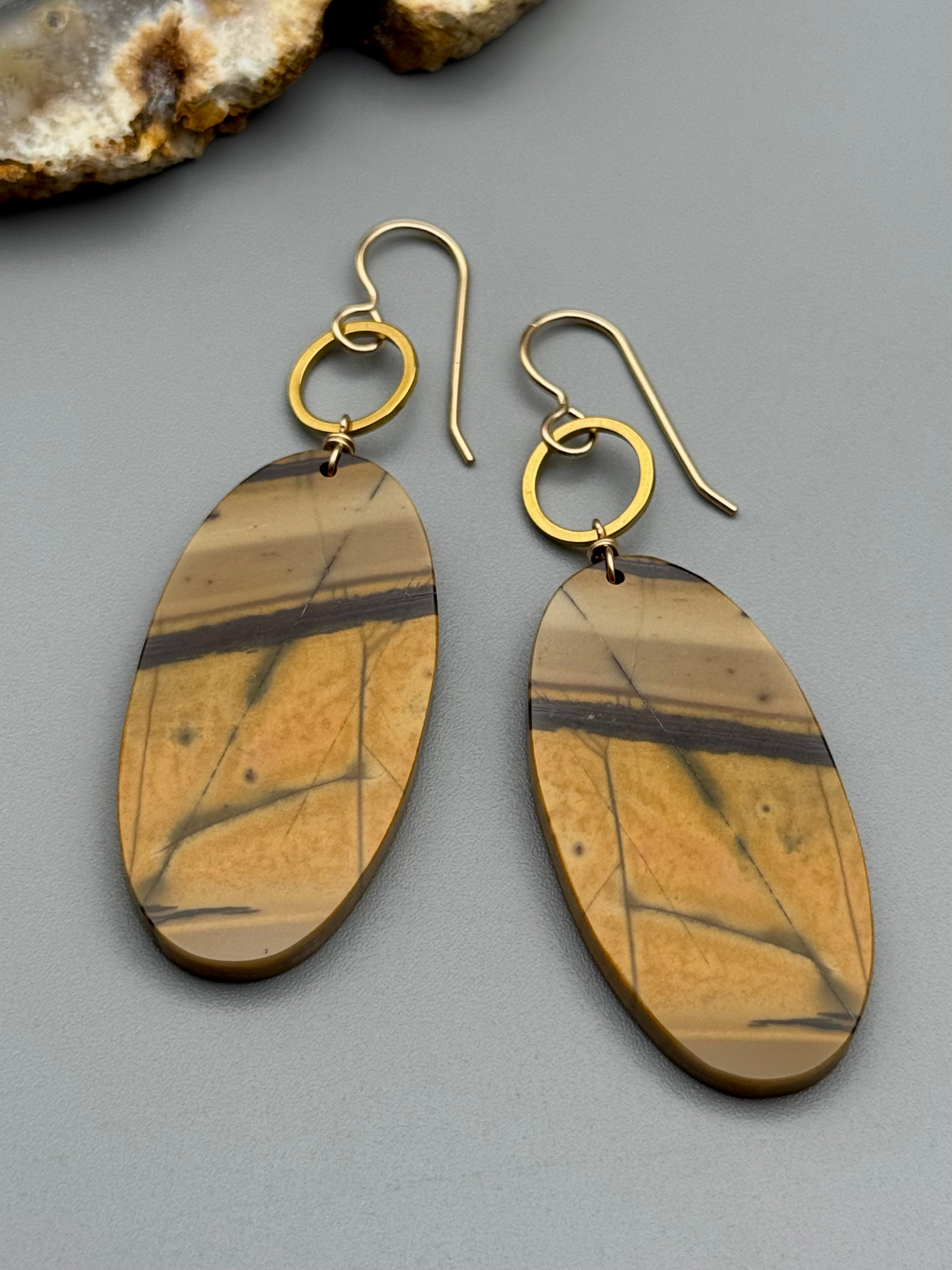 •LUNA• red creek jasper + gold earrings