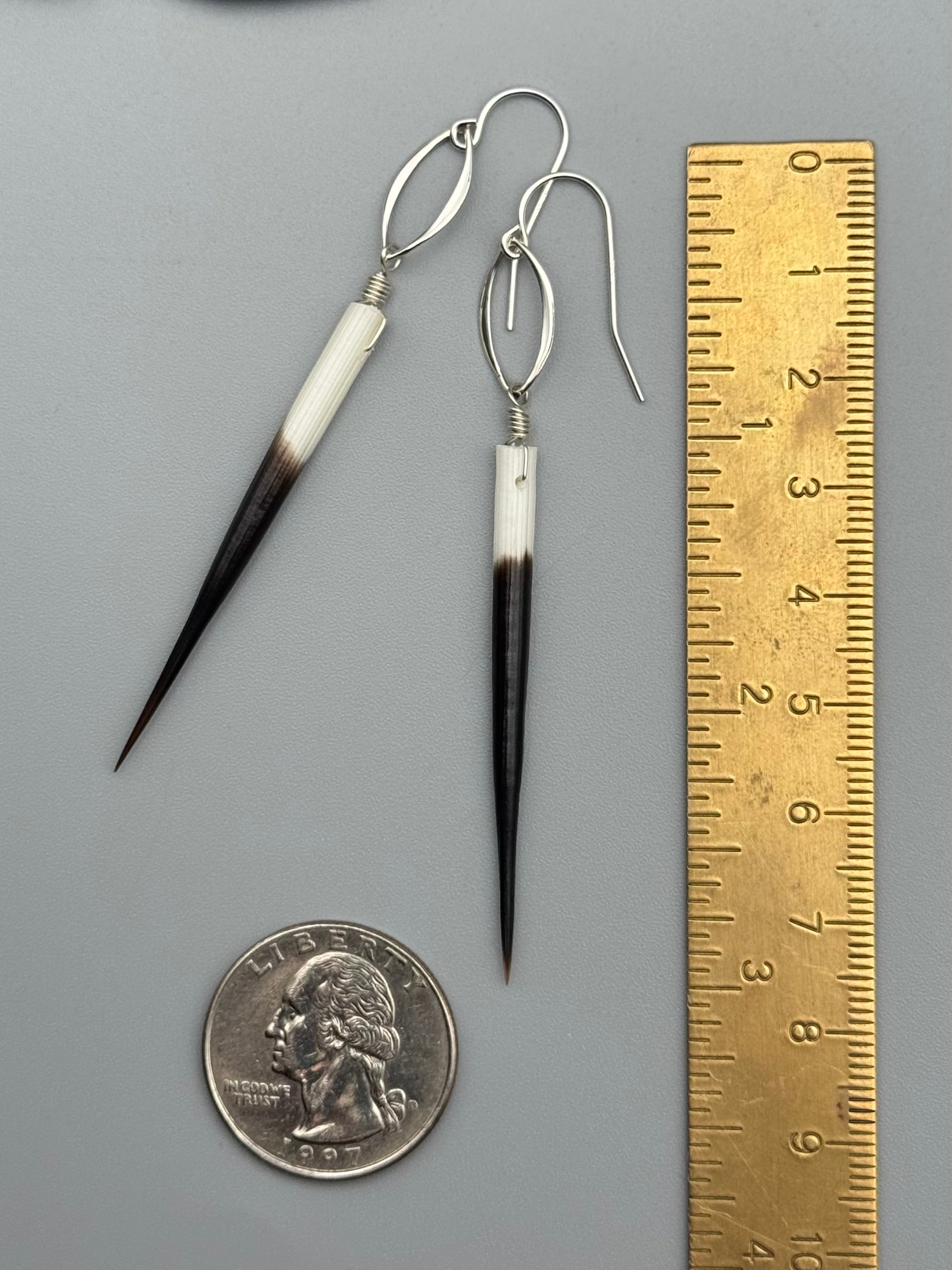 •MARQUISE• porcupine quill + silver earrings