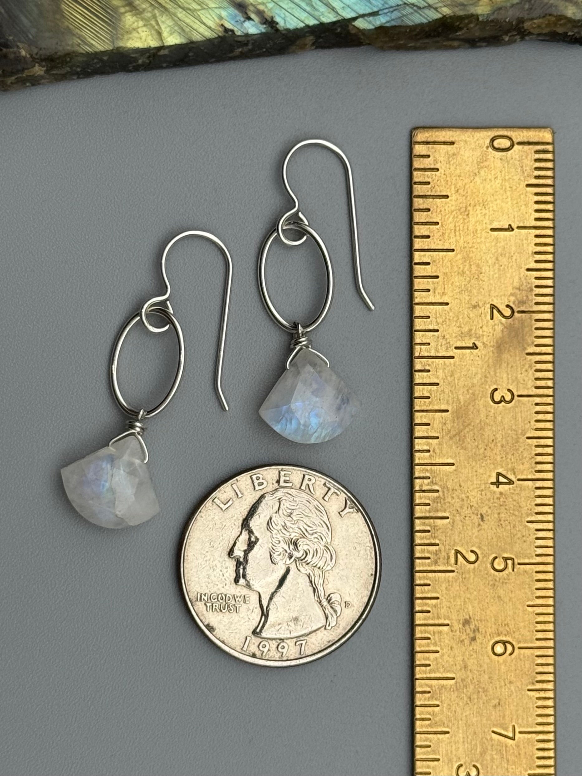 •LIL' IO• rainbow moonstone + silver earrings