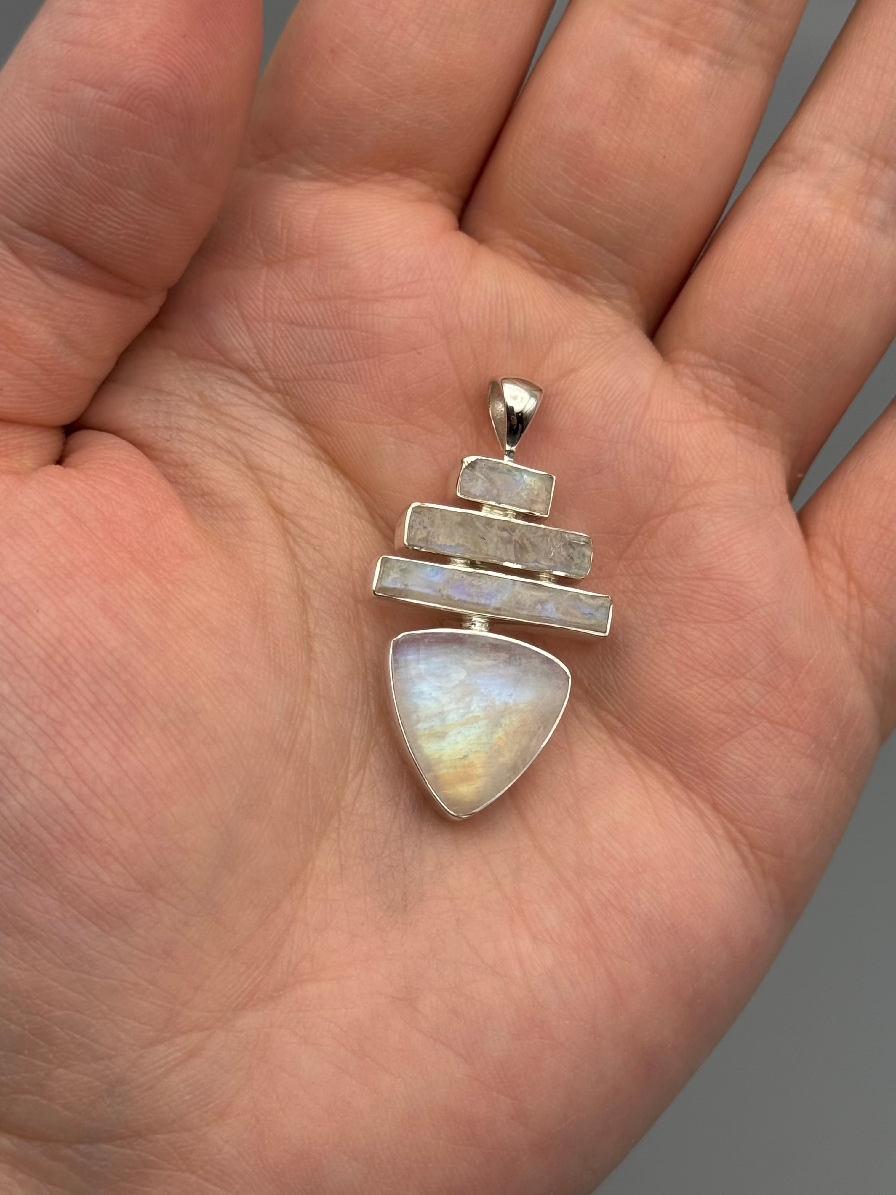 •RAINBOW MOONSTONE - PAGODA• sterling silver pendant