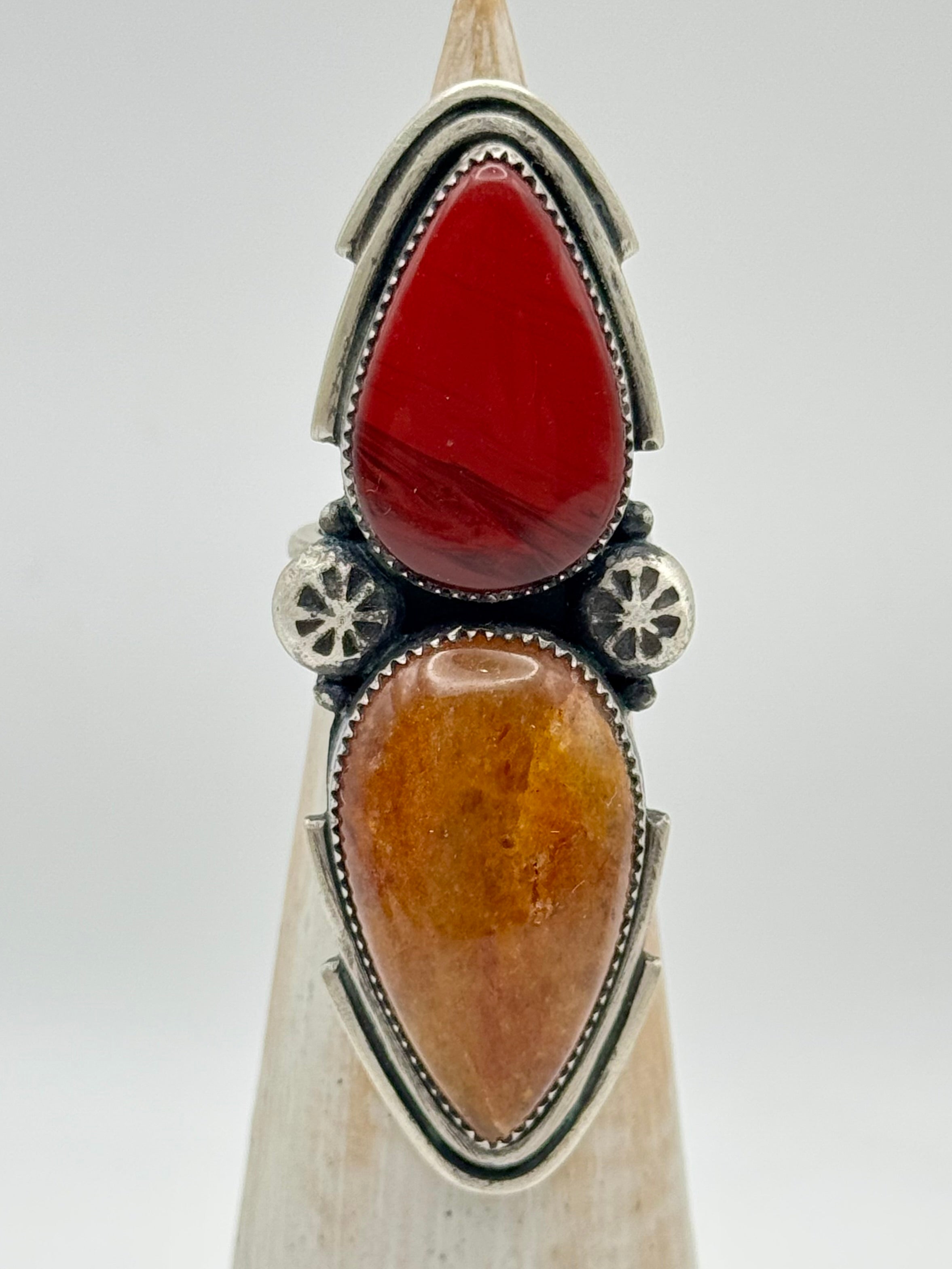 •ECHO• rosarita + yellow aventurine + silver ring (size 7)