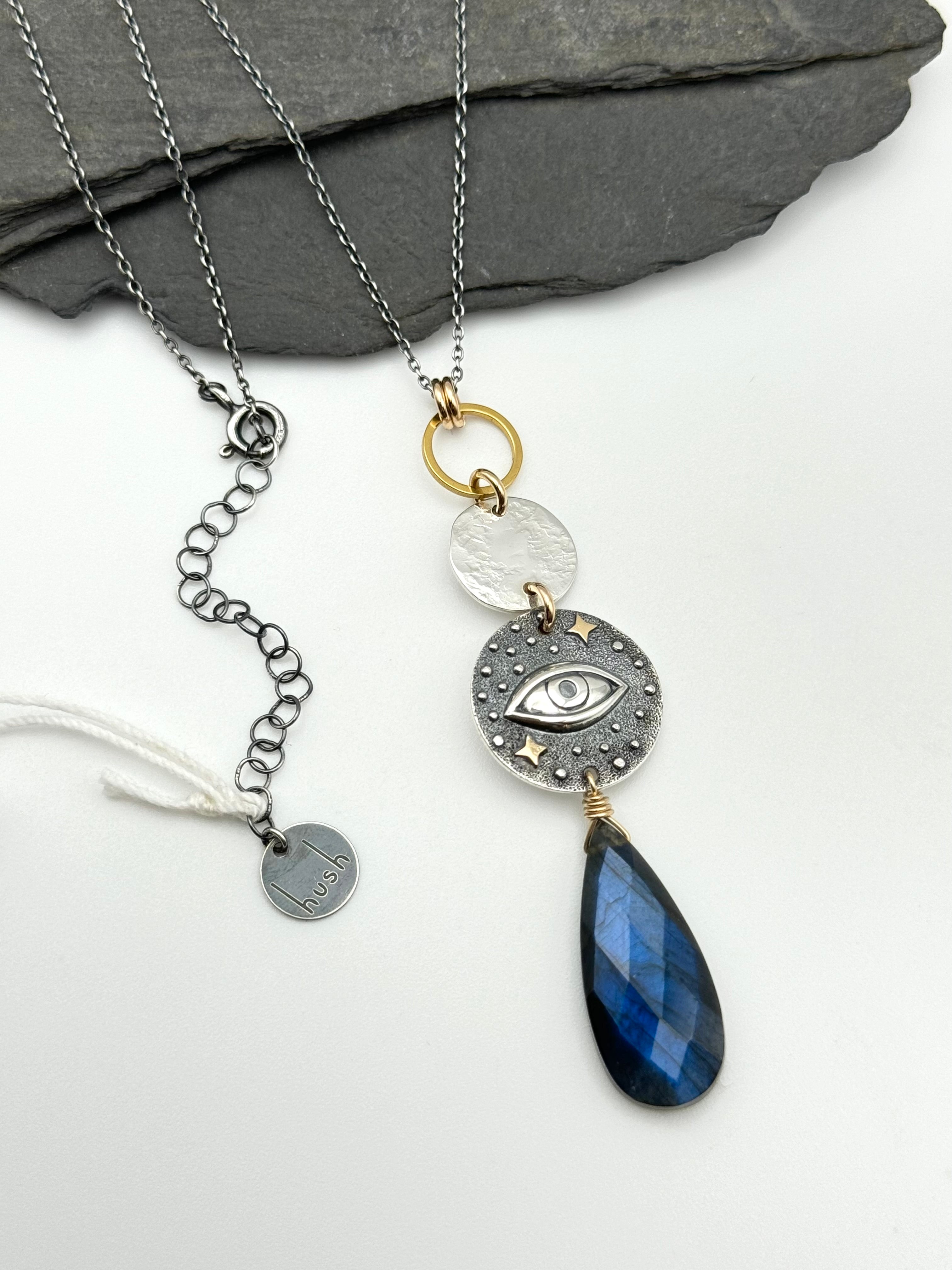 •WISDOM SEEKER• labradorite + eye + mixed metal necklace (18"-20" long)