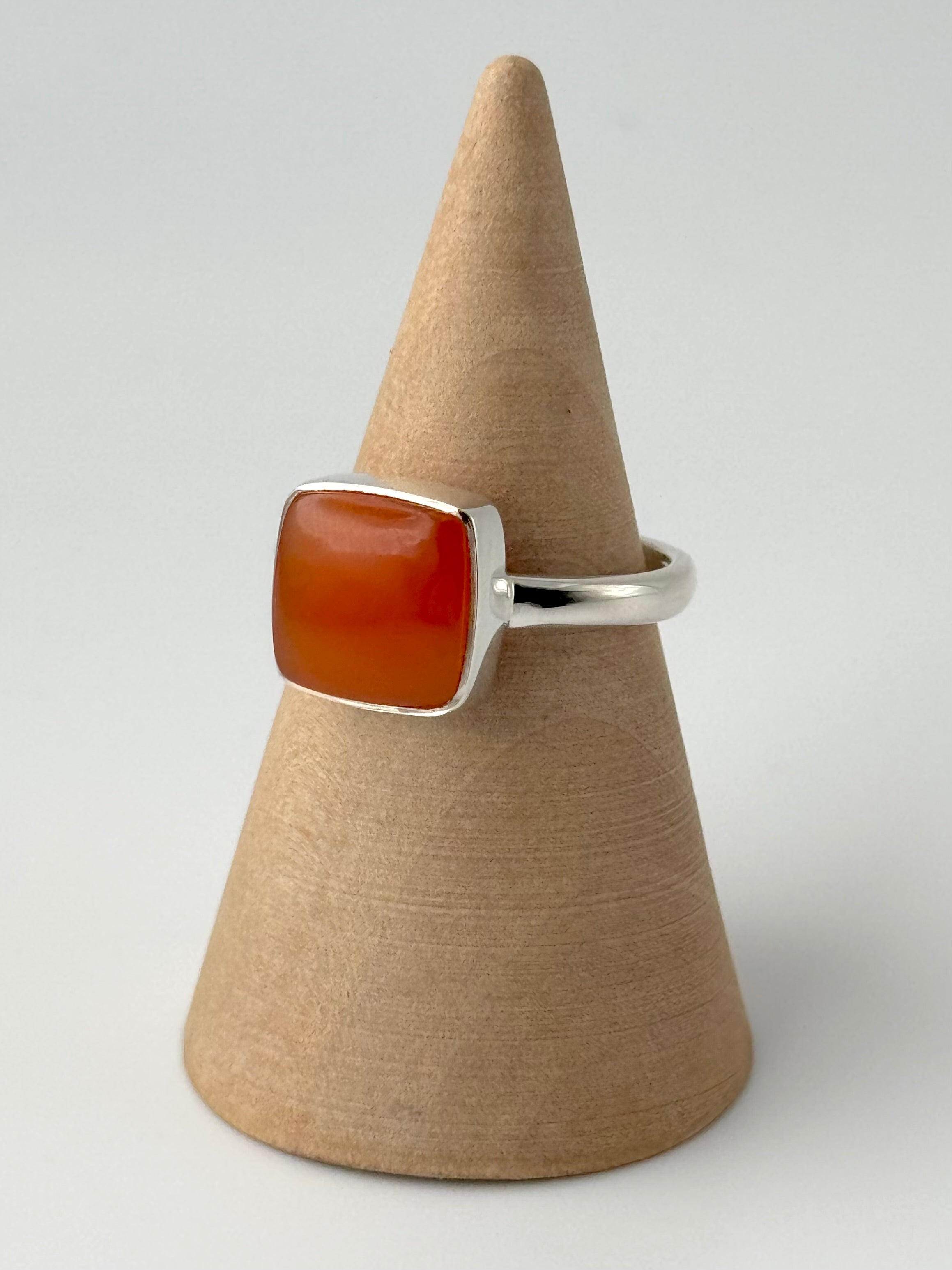 •CARNELIAN - SMALL SOFT SQUARE• silver ring (size 8.25)
