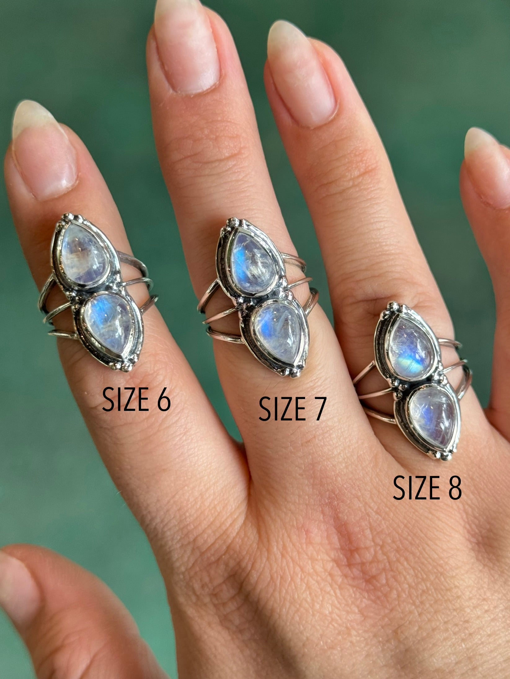 •RAINBOW MOONSTONE - DUALITY• sterling silver ring (various sizes)