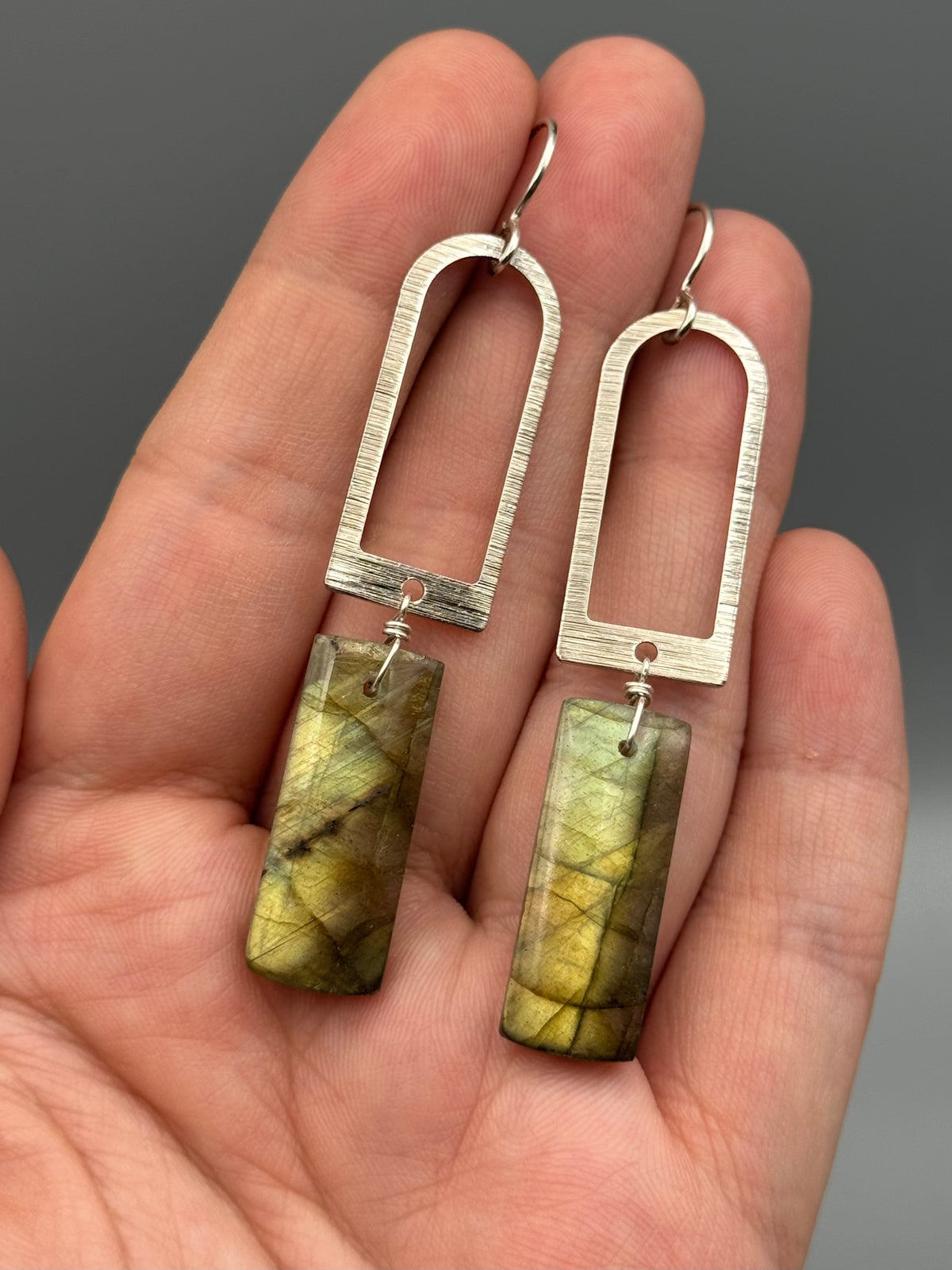 •PORTAL• golden labradorite + silver earrings