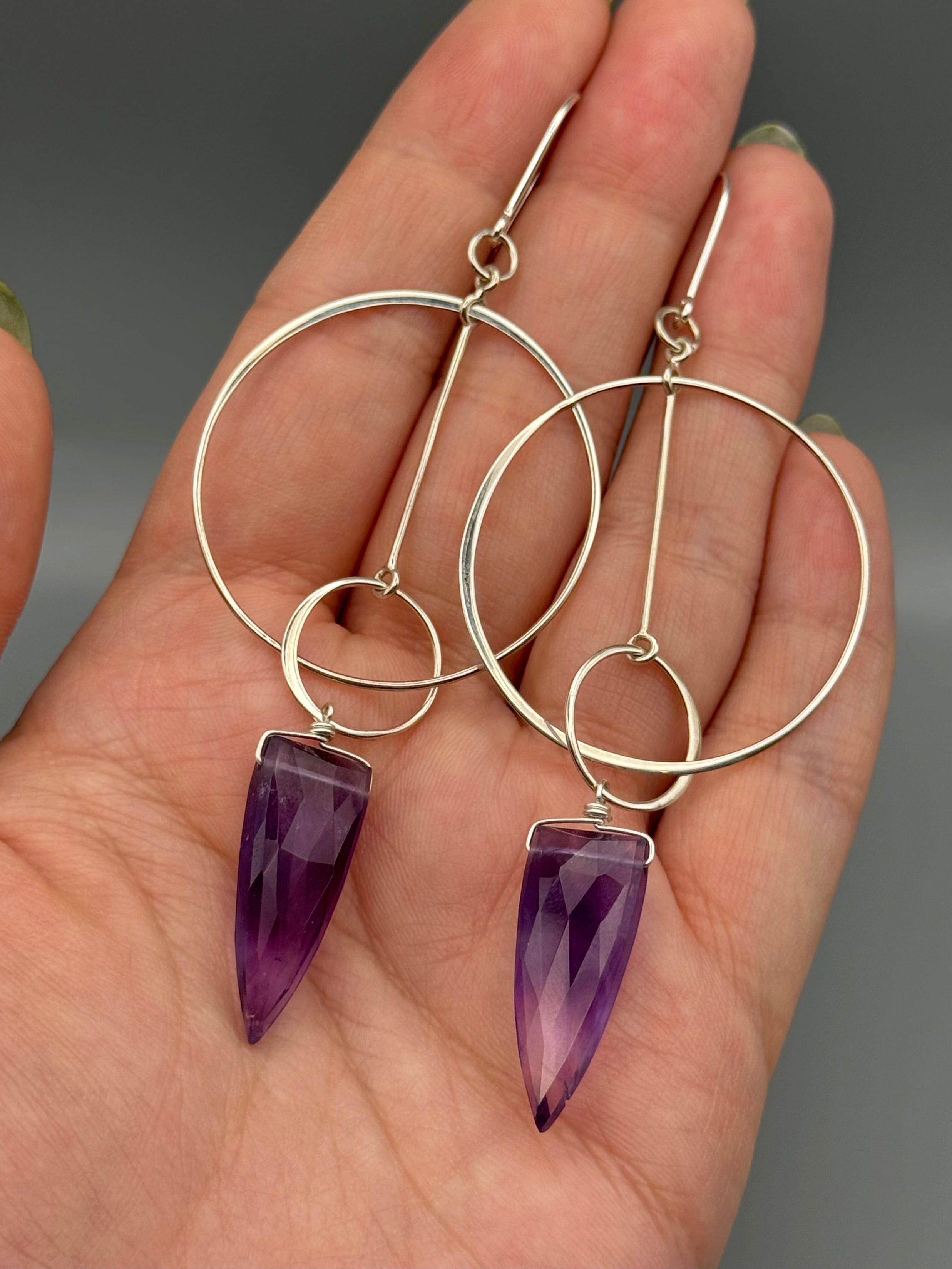 •LYRA• amethyst fang + silver earrings
