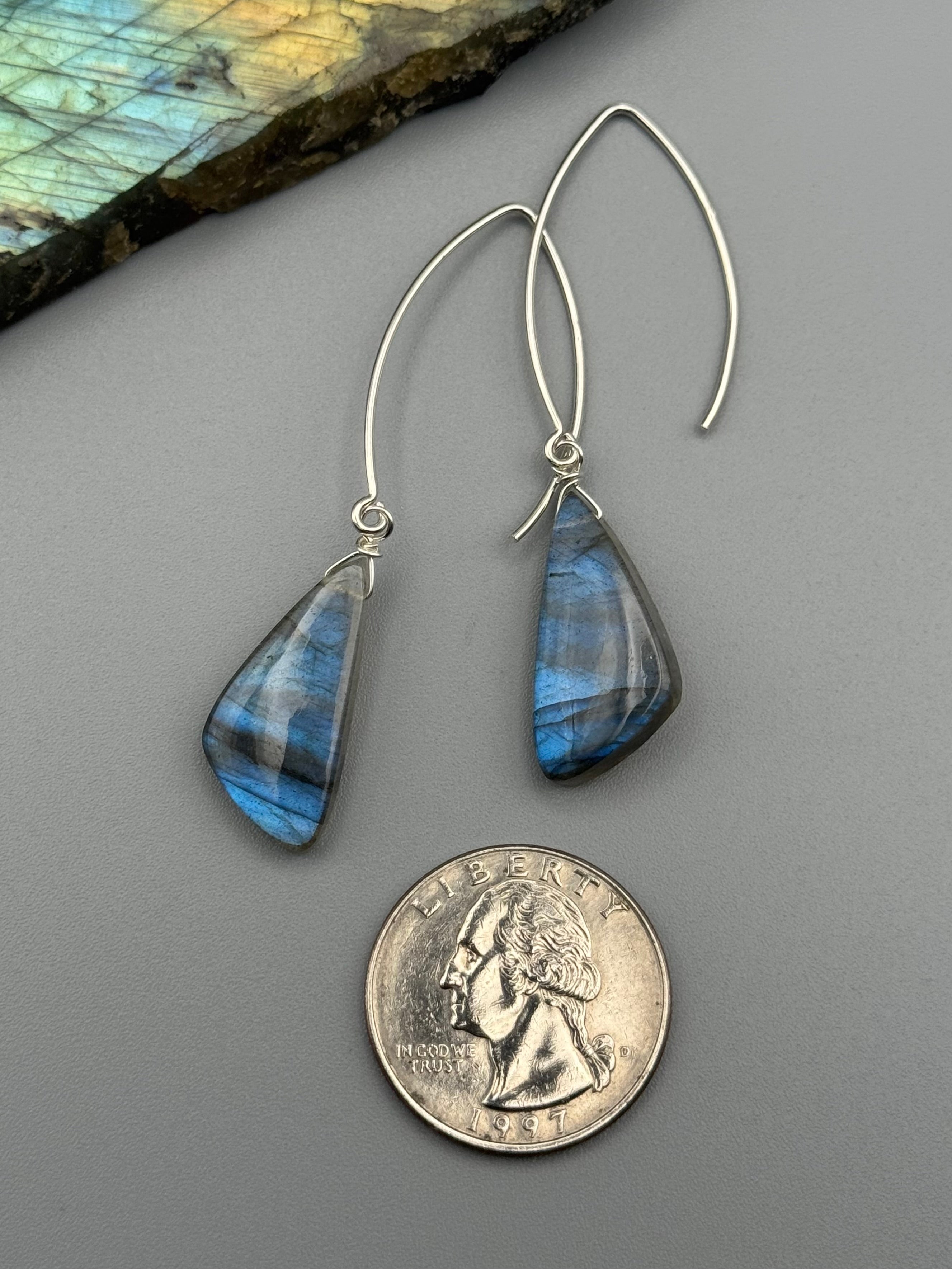 •STRAY• labradorite wing + silver earrings