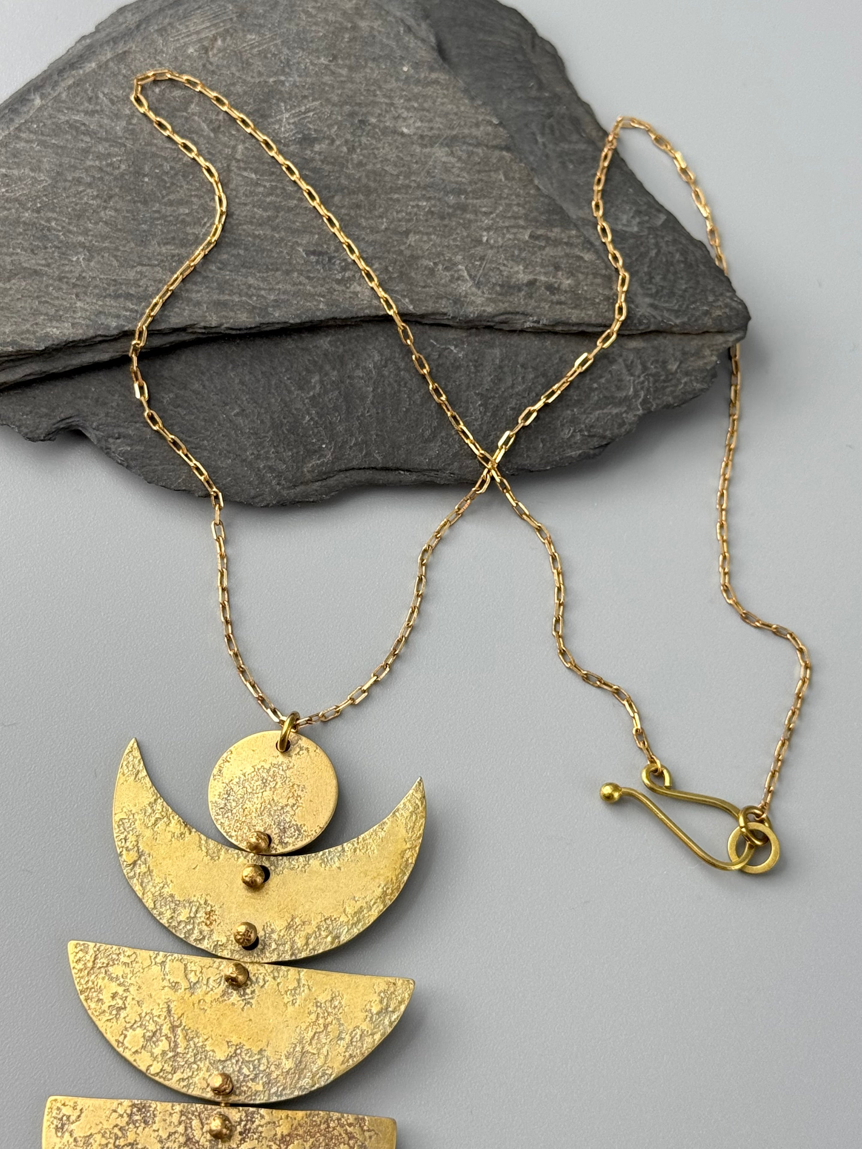 •CYCLICAL• brass necklace (18" long + 7" drop)