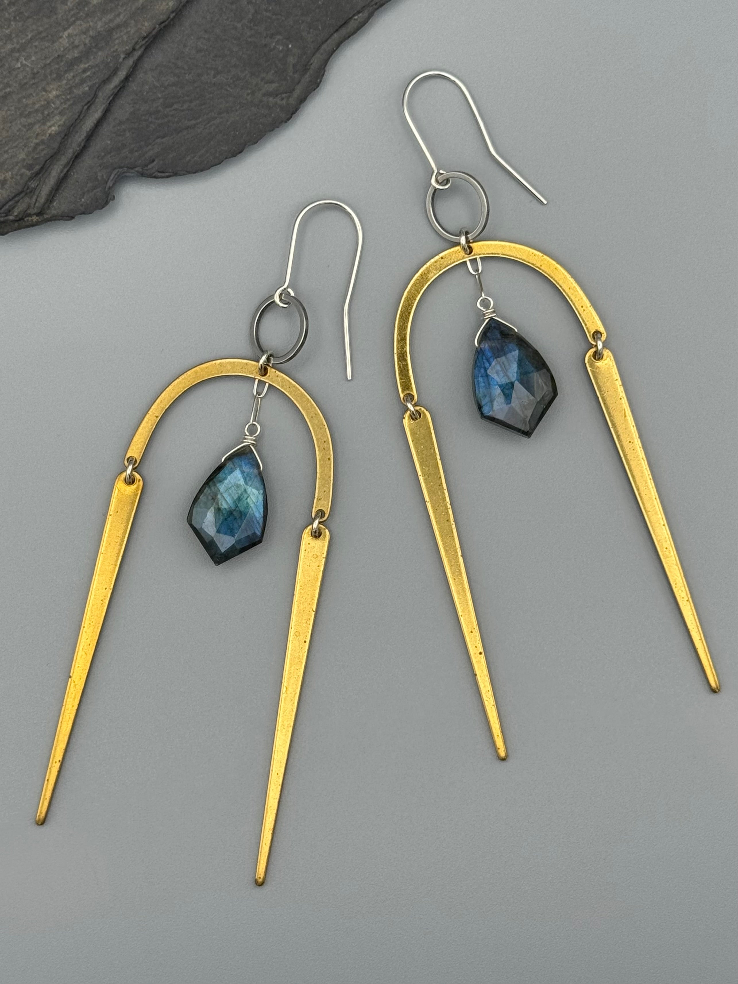 •RAIN OR SHINE• labradorite + mixed metal earrings