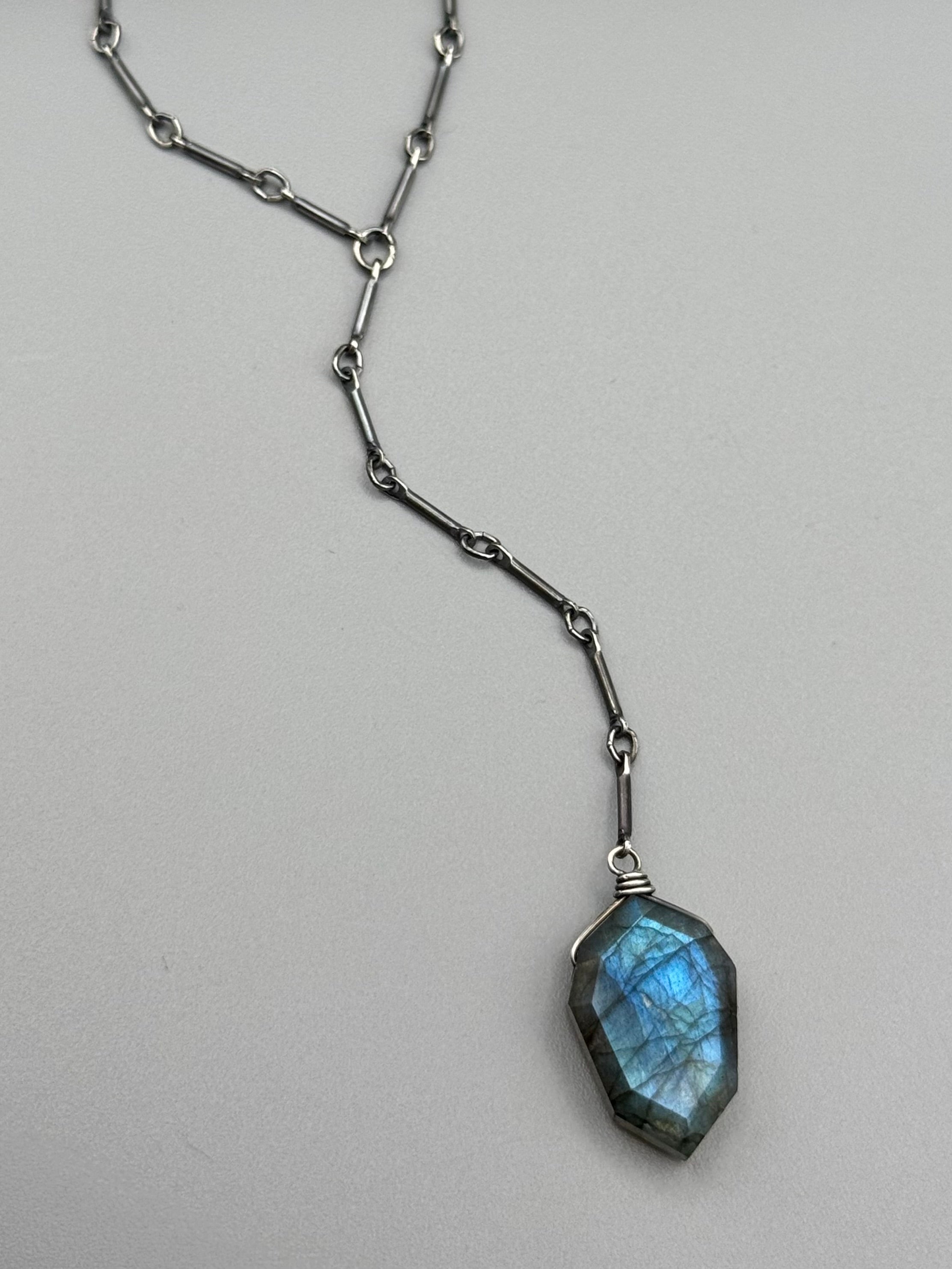 •STICKS & STONE• labradorite petal + silver necklace (18"-20" + 3" drop)