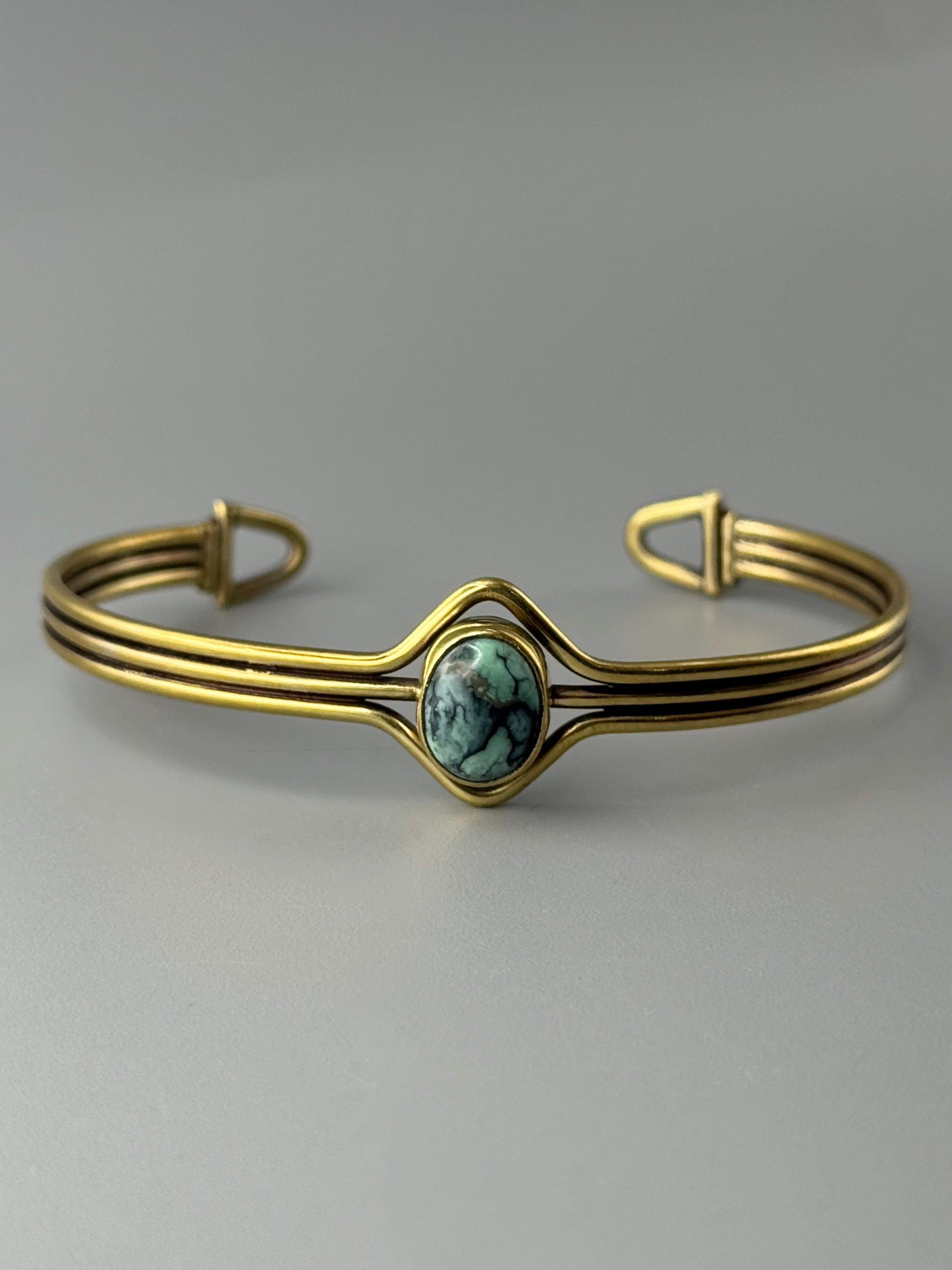 •NEW LANDER TURQUOISE• brass cuff bracelet