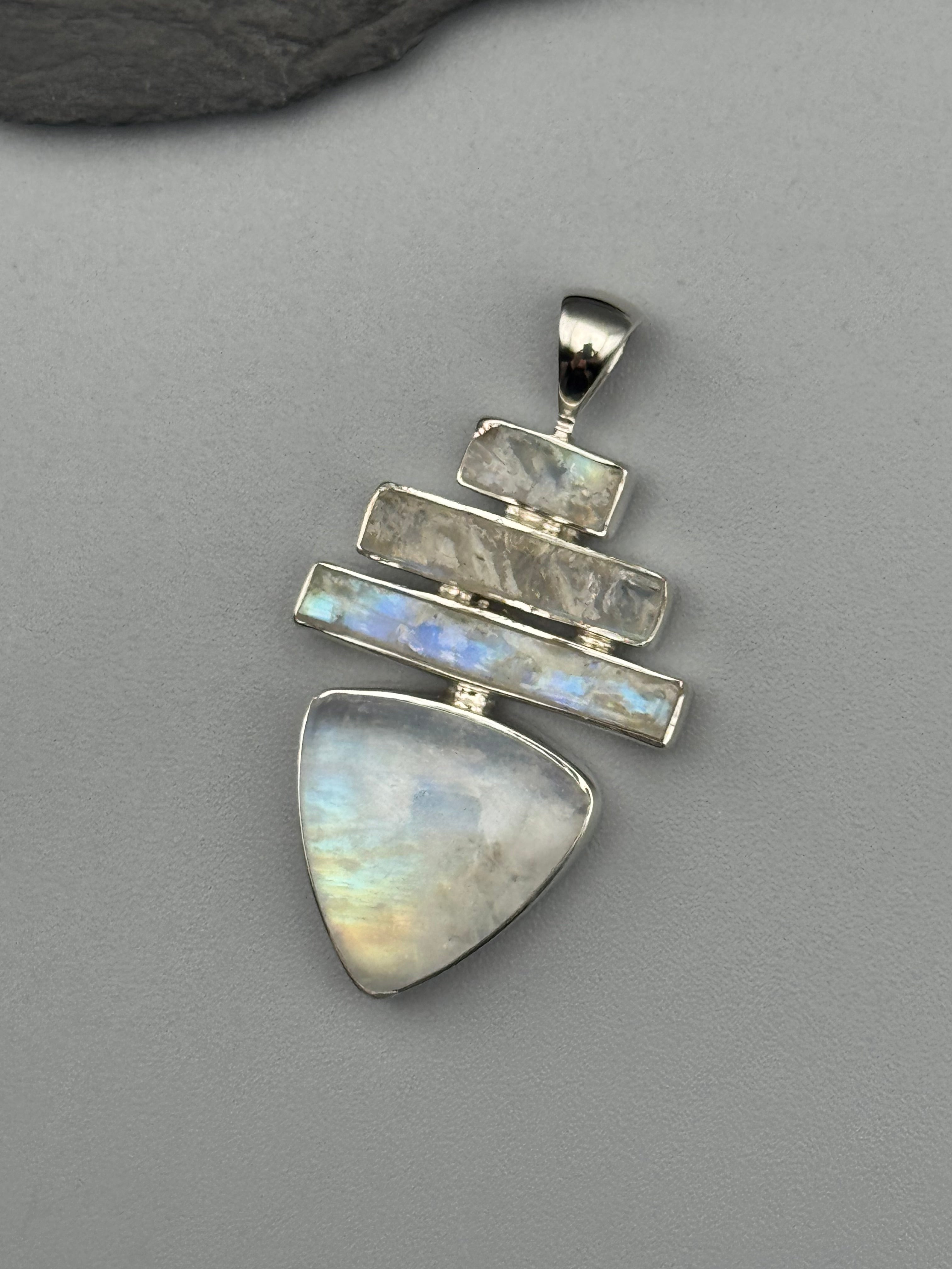 •RAINBOW MOONSTONE - PAGODA• sterling silver pendant