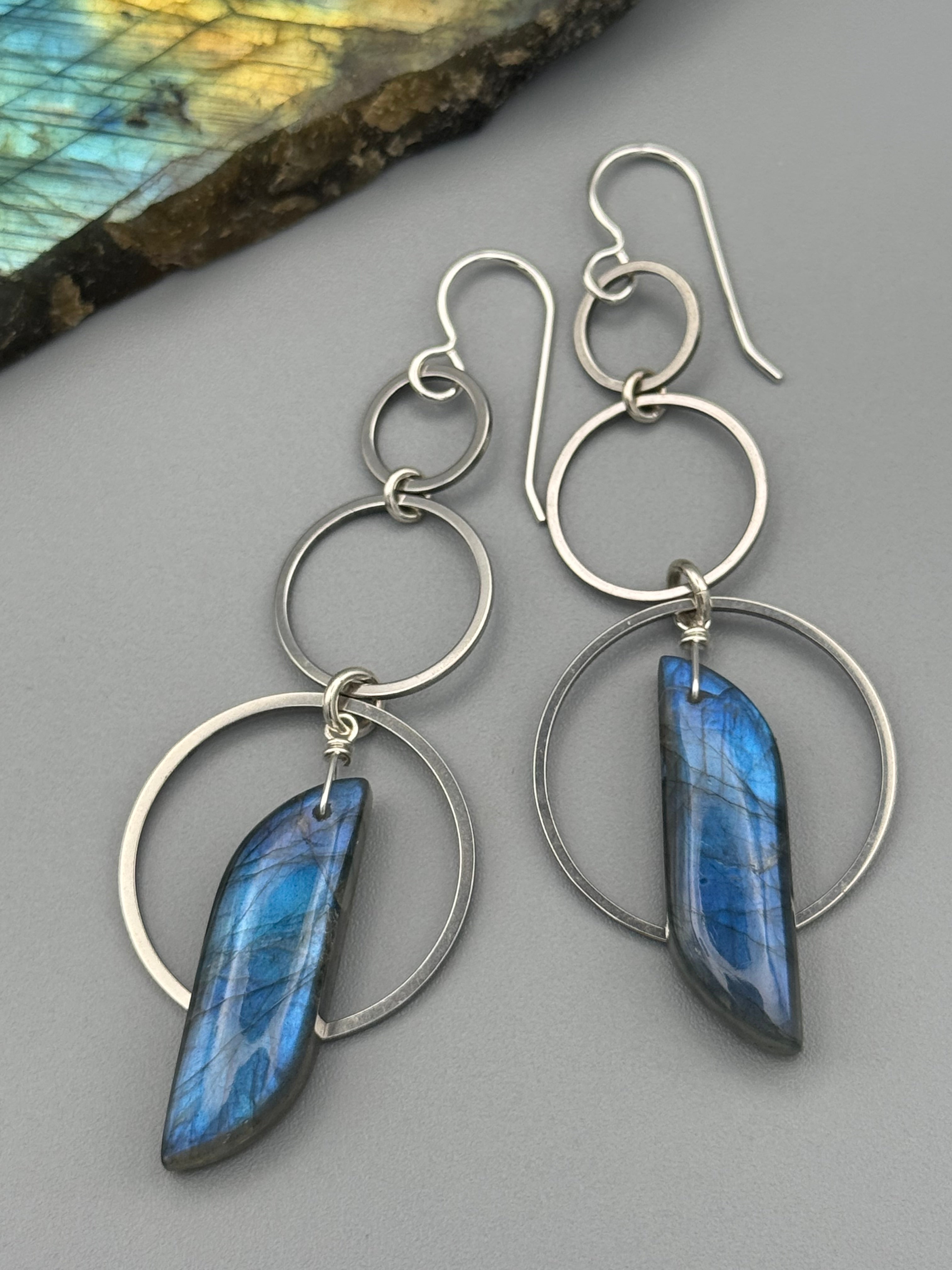 •6 OF CUPS• labradorite partridge + silver earrings