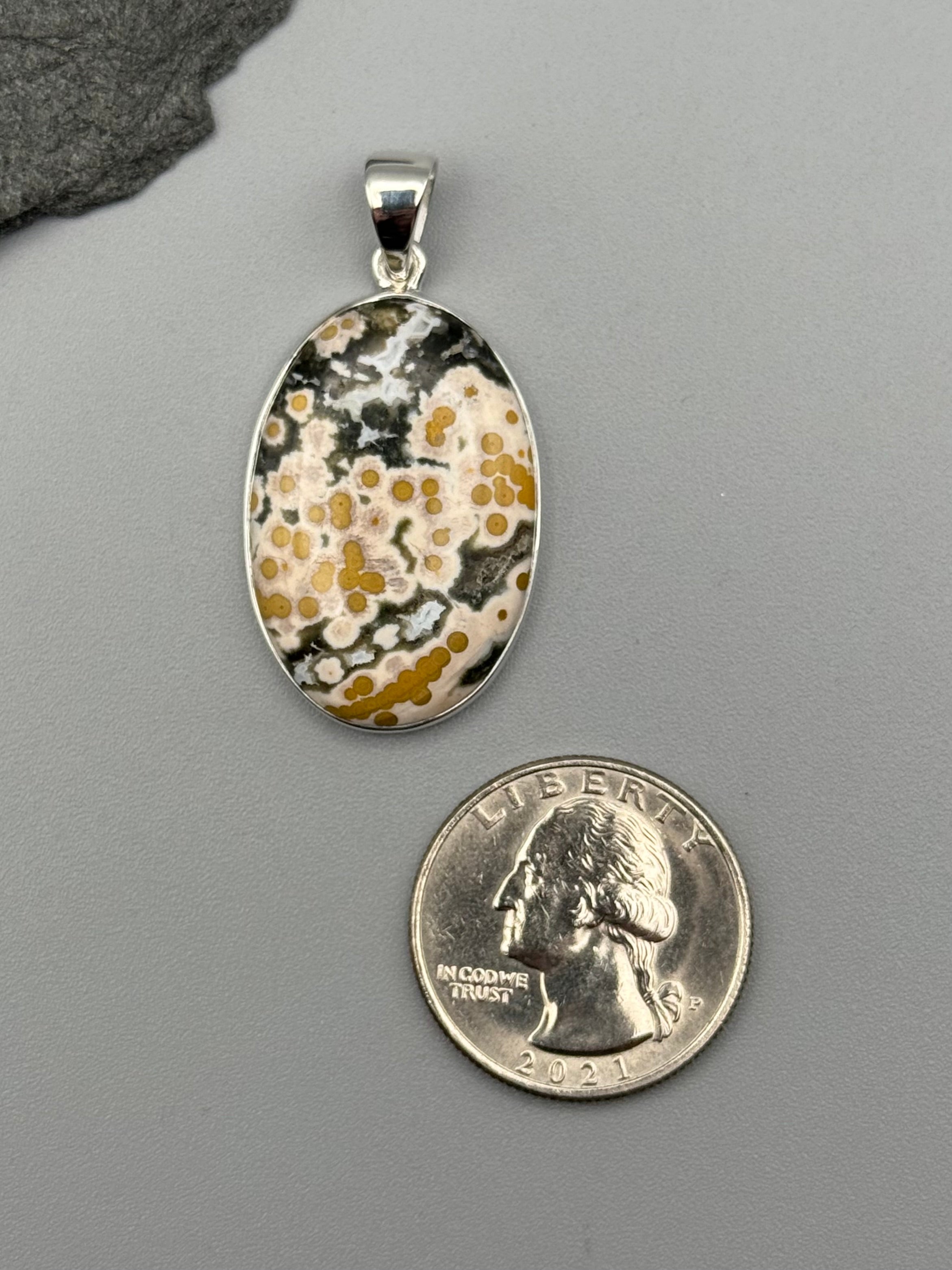 •OCEAN JASPER - OVAL• sterling silver pendant