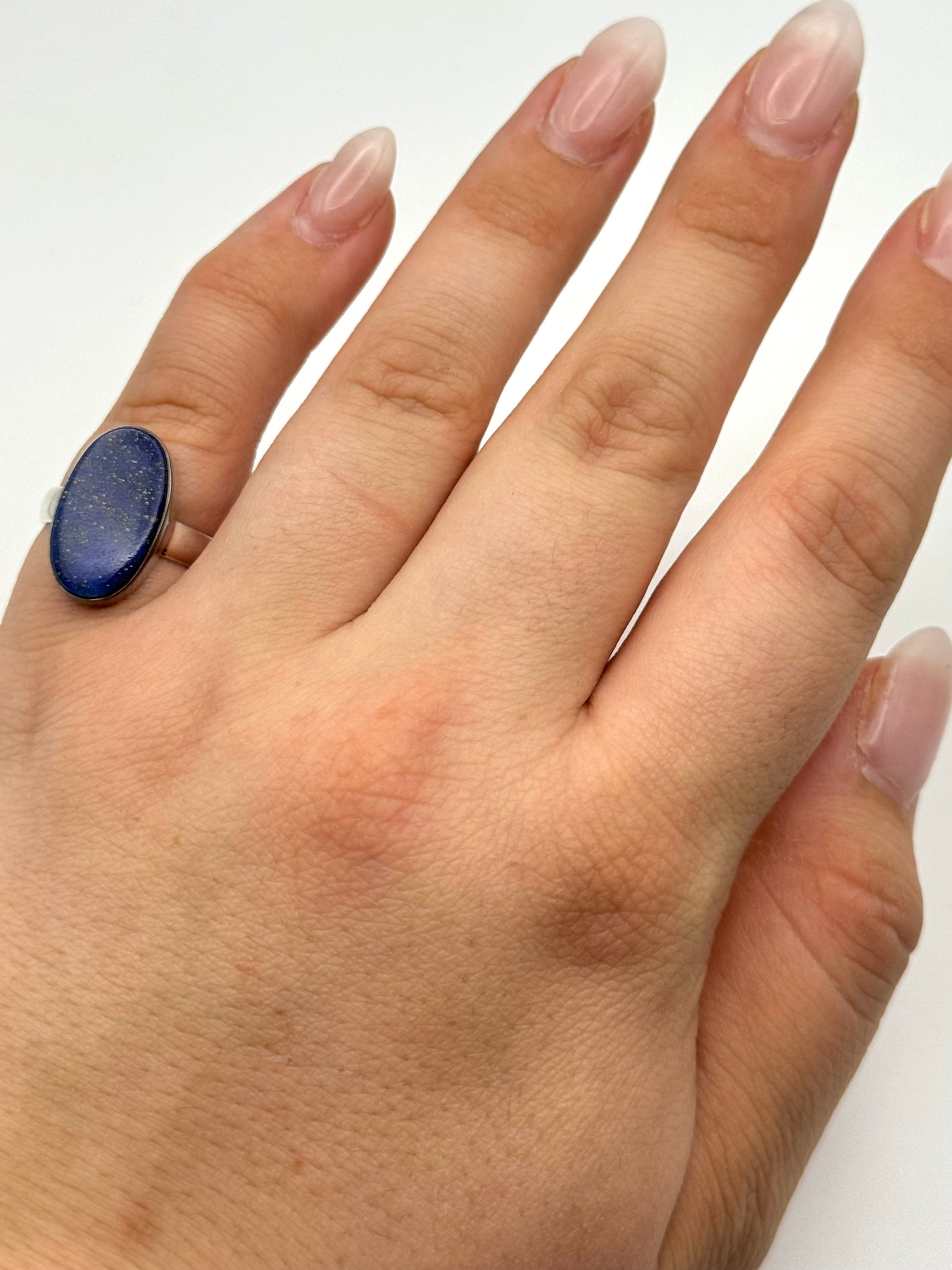 •LAPIS - LARGE OVAL• silver ring (size 6)