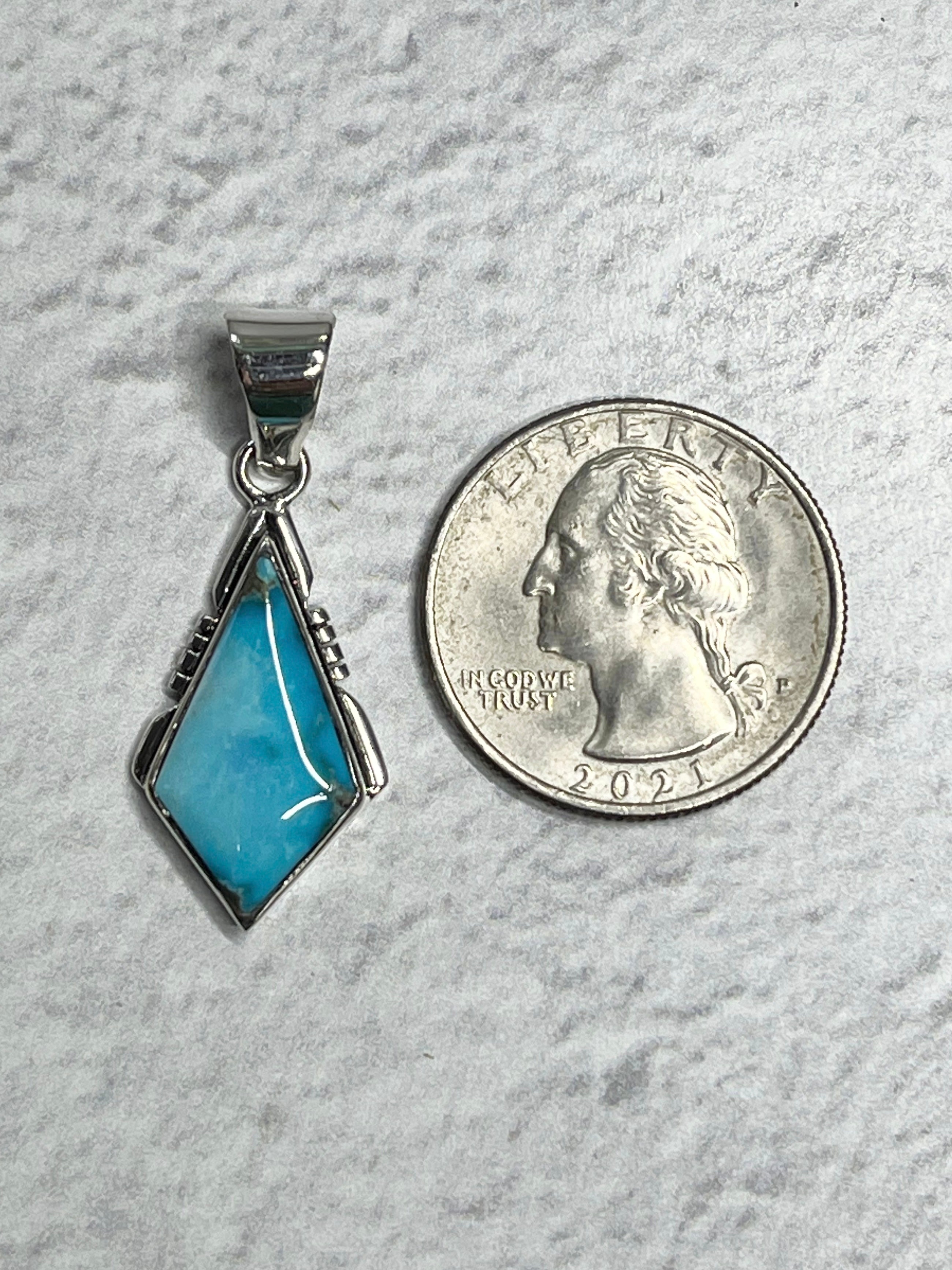 •BLUE RIDGE NEVADA TURQUOISE• Navajo silver kite pendant