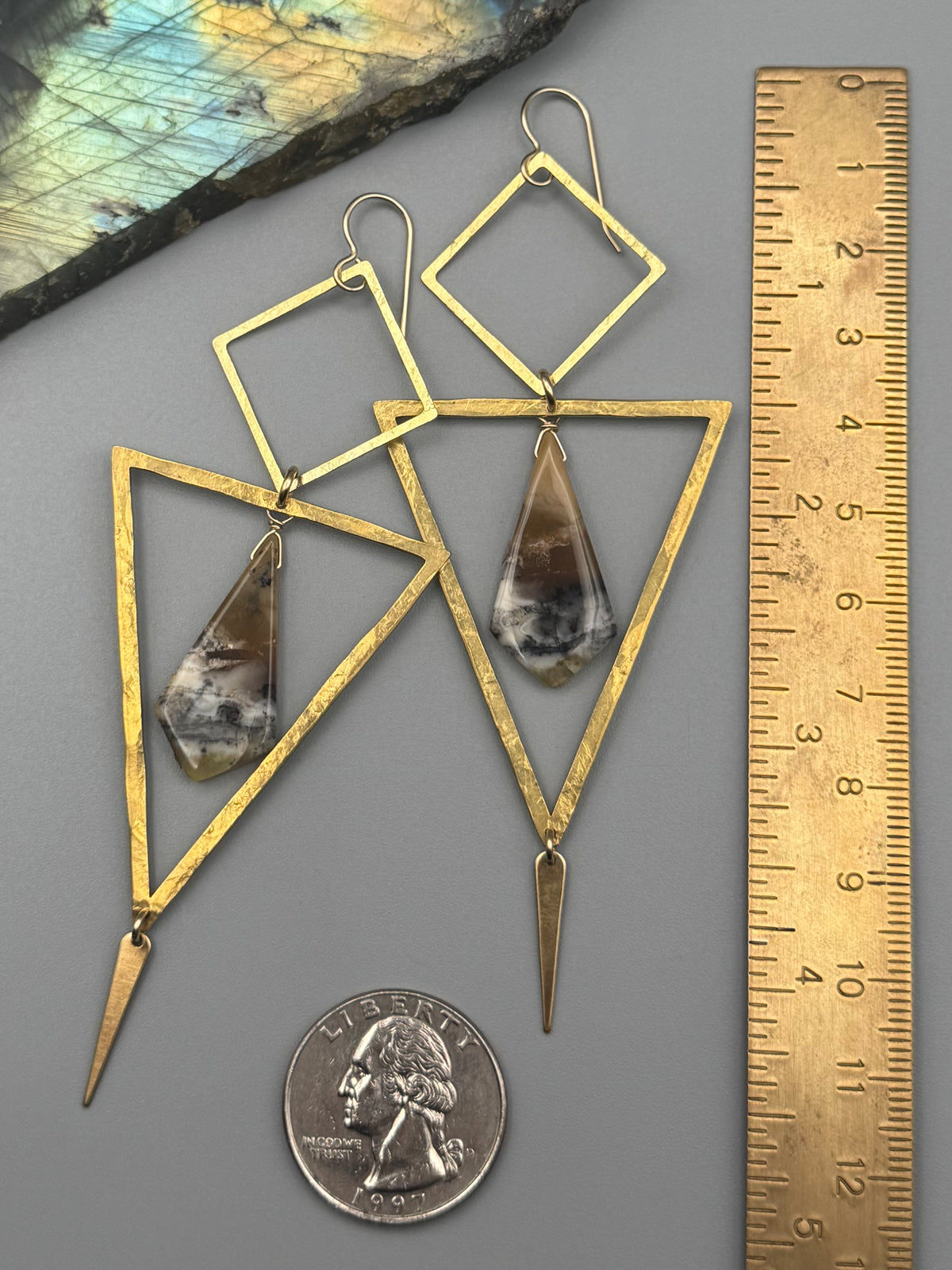 •YIELDING• dendritic opal kite + gold earrings
