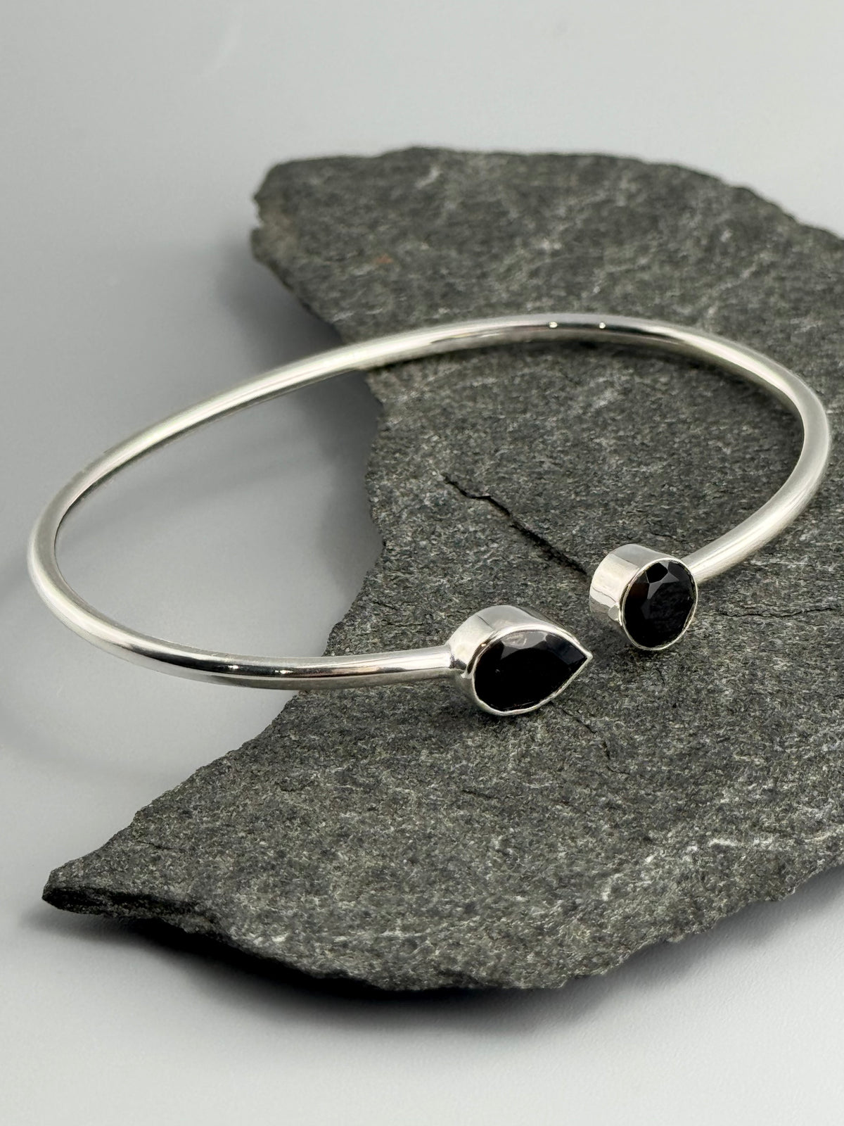•RAIN OR SHINE• onyx + silver twist-on cuff bracelet