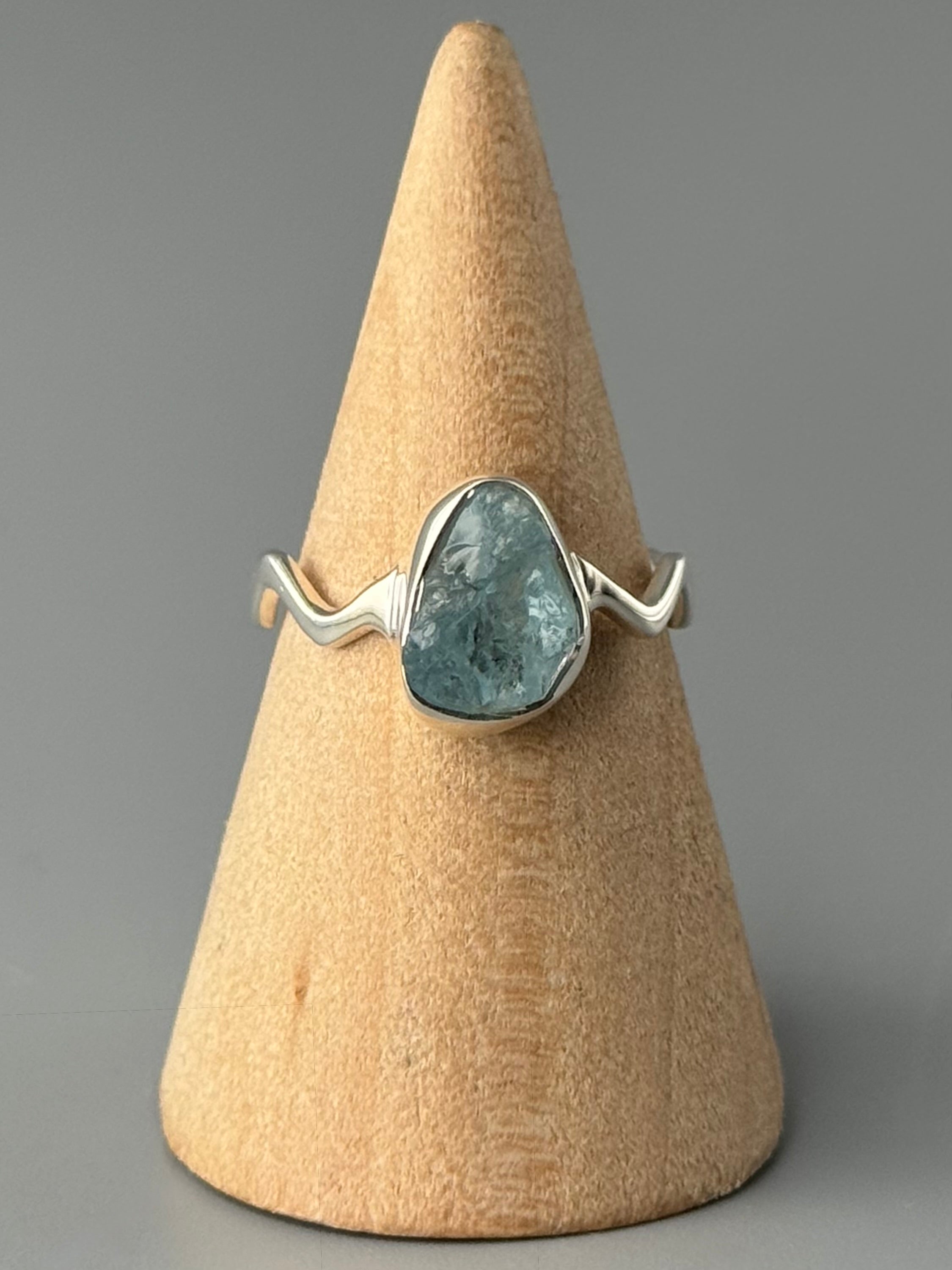 •AQUAMARINE - ZIGGY• sterling silver ring (various sizes)