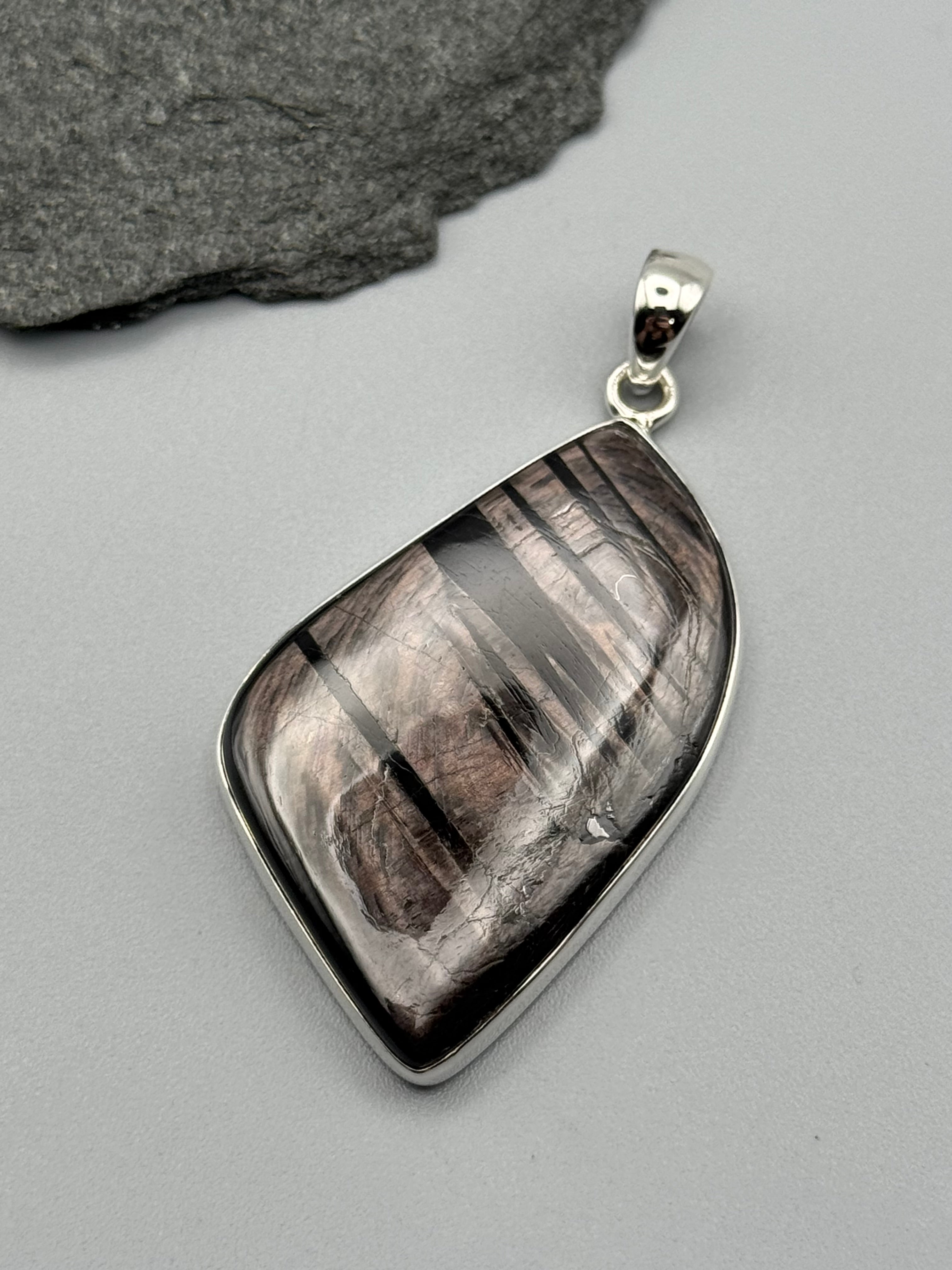 •HYPERSTHENE - FREEFORM• sterling silver pendant