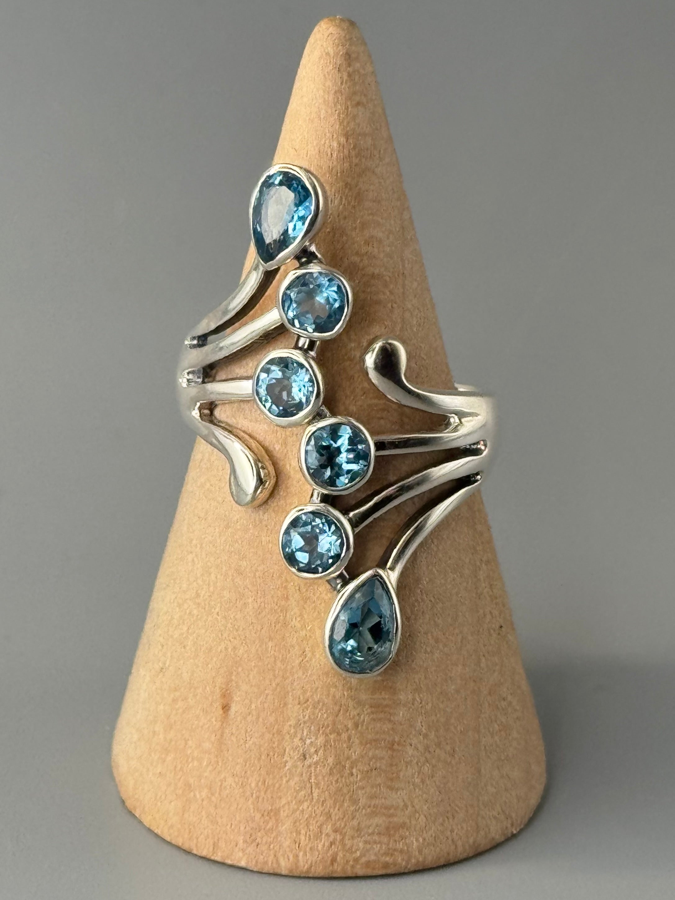 •BLUE TOPAZ - TIDAL• sterling silver ring (various sizes)