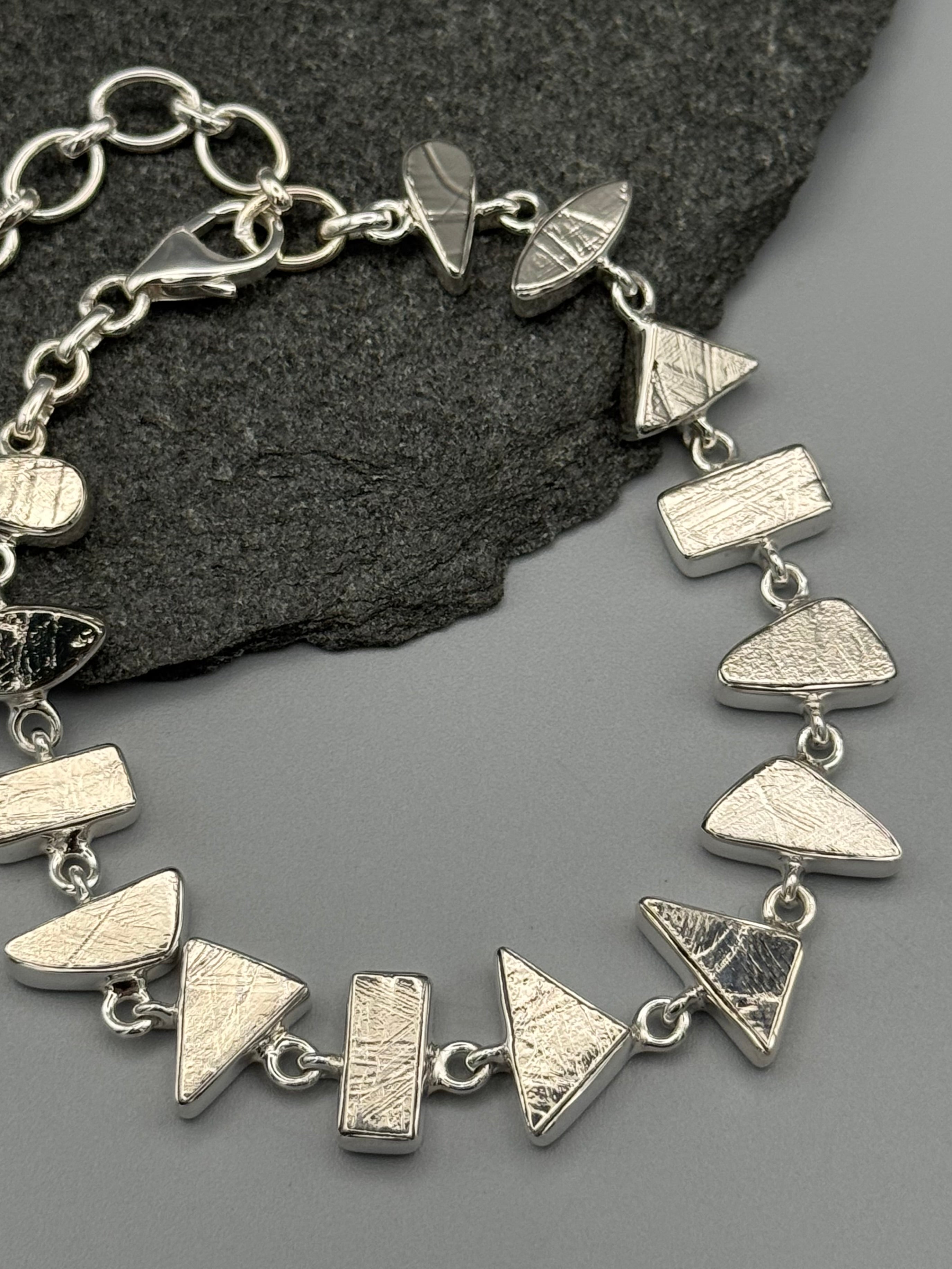 •METEORITE - GEO MIX• linked silver bracelet (7.25" - 9")