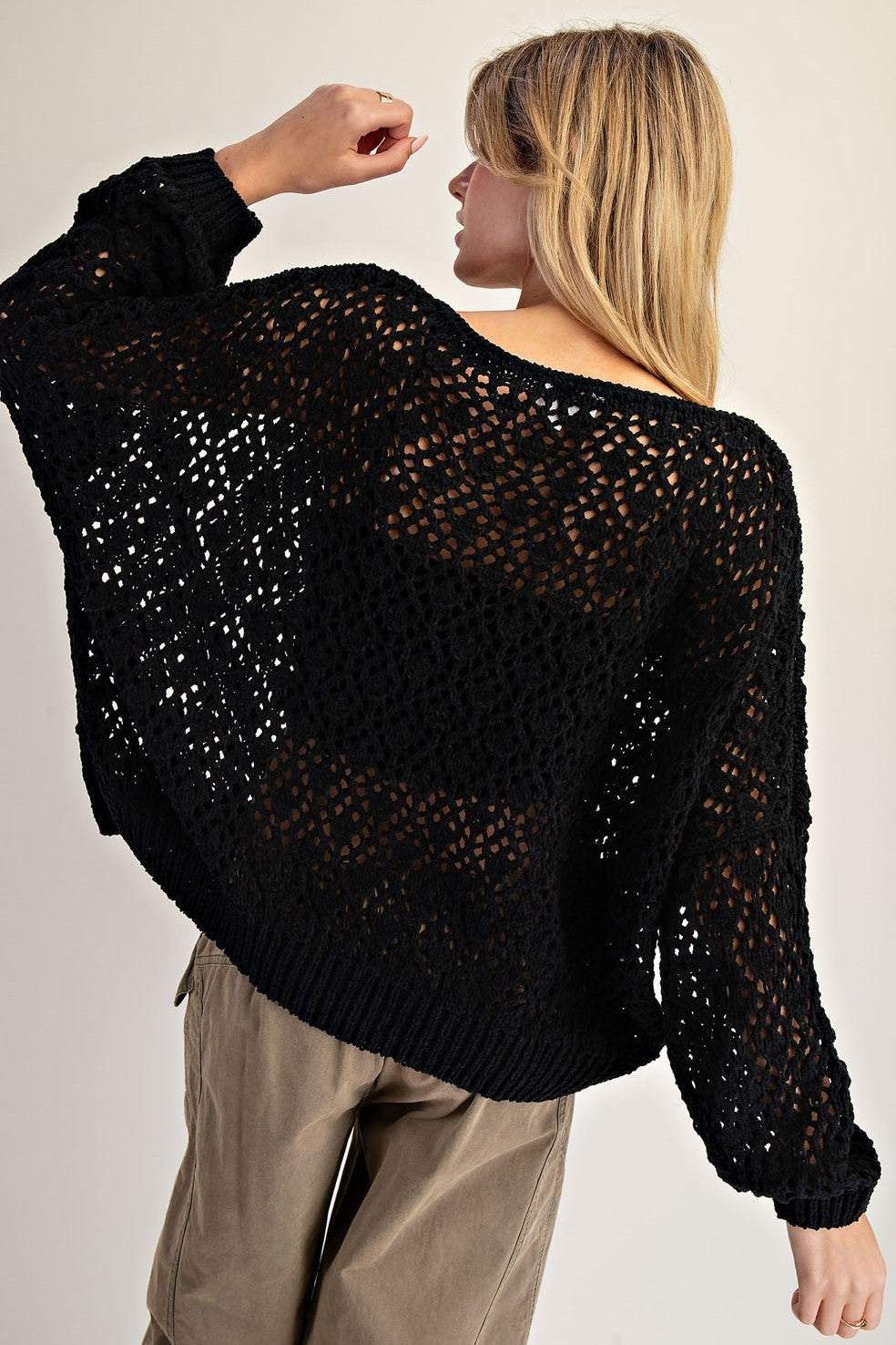 •HARLOWE• open crochet knit sweater