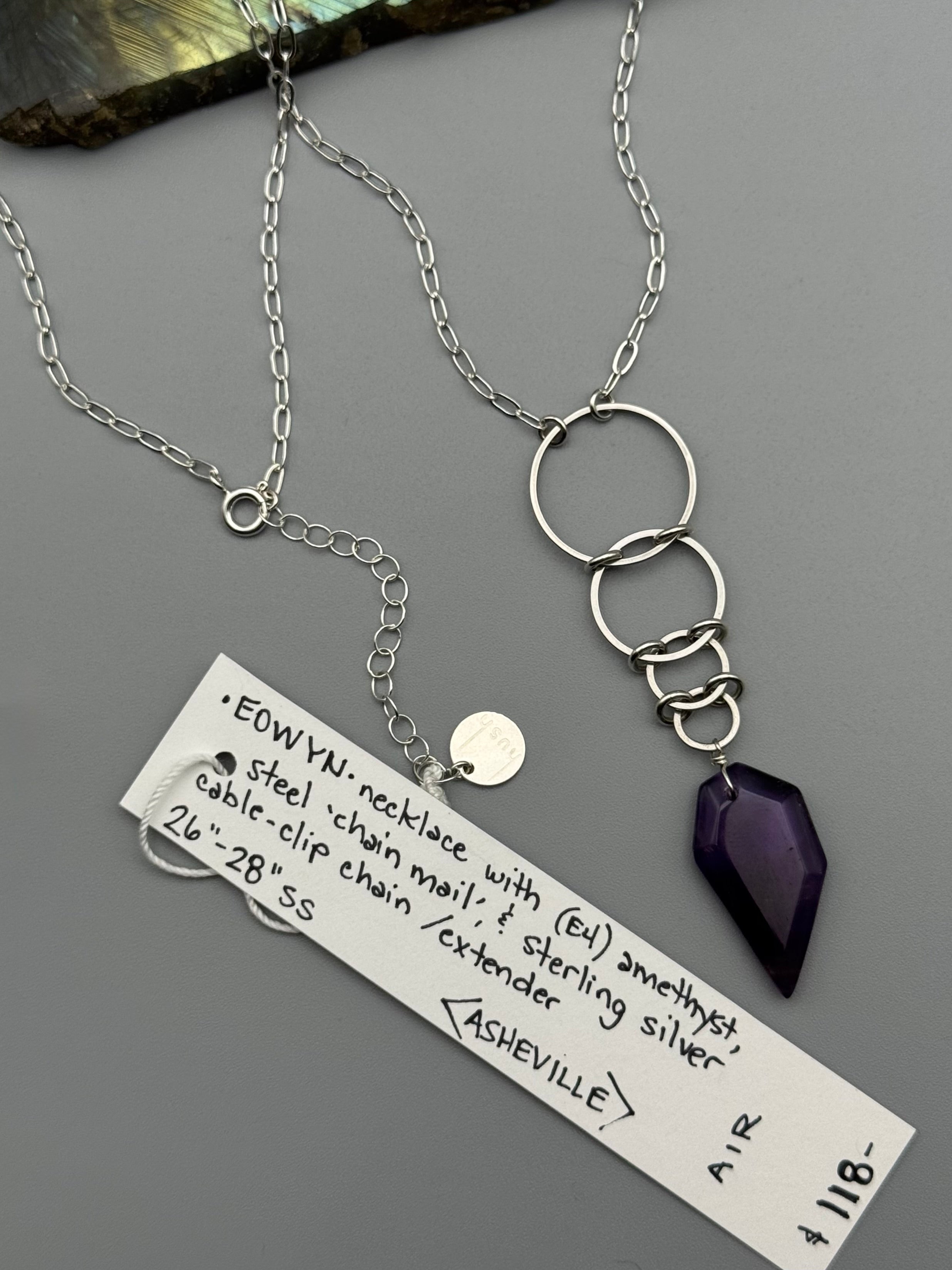 •EOWYN• amethyst + silver necklace (26"-28" long)