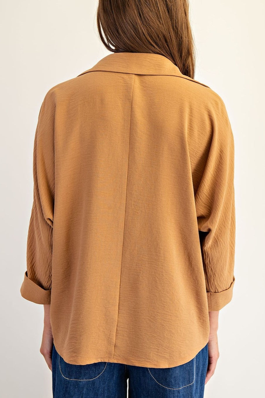 •DIANE• crinkle woven collared top