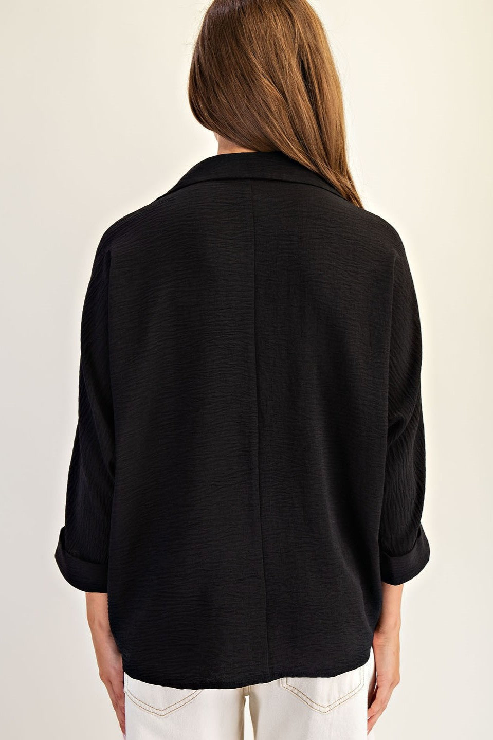 •DIANE• crinkle woven collared top