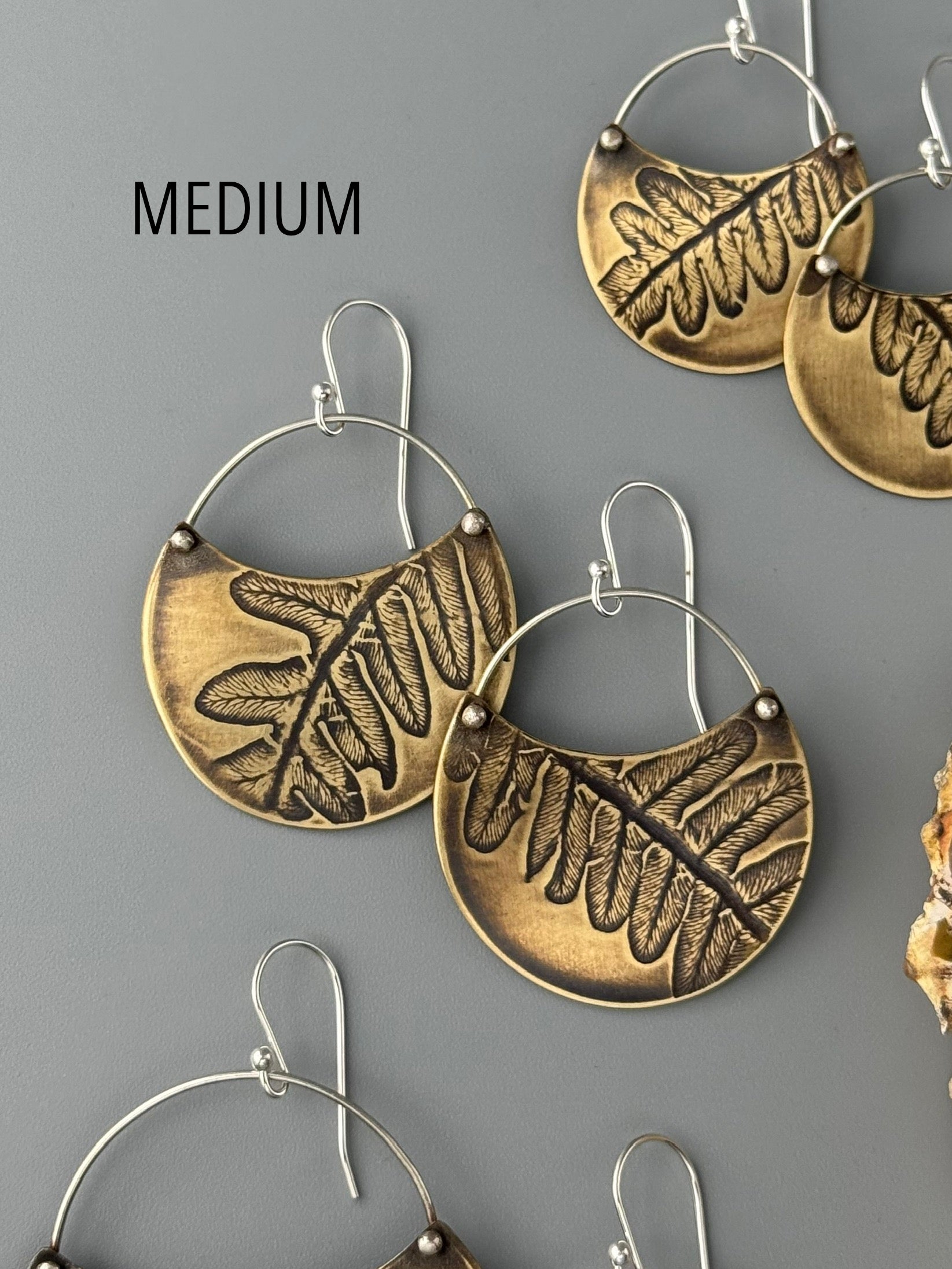 •FERN CRESCENT• mixed metal dangle earrings