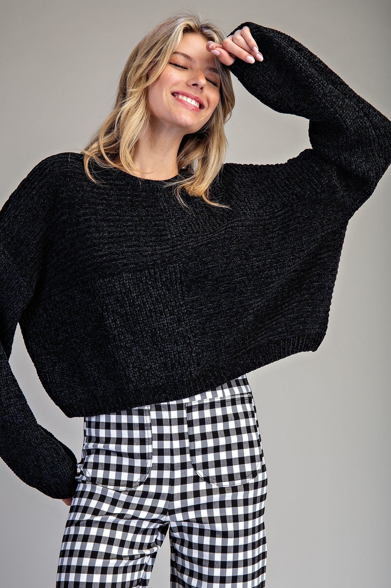 •NILLE• chenille knit patchwork sweater