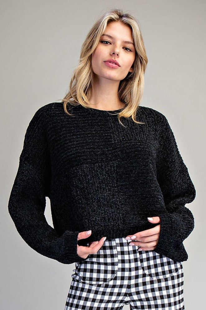 •NILLE• chenille knit patchwork sweater