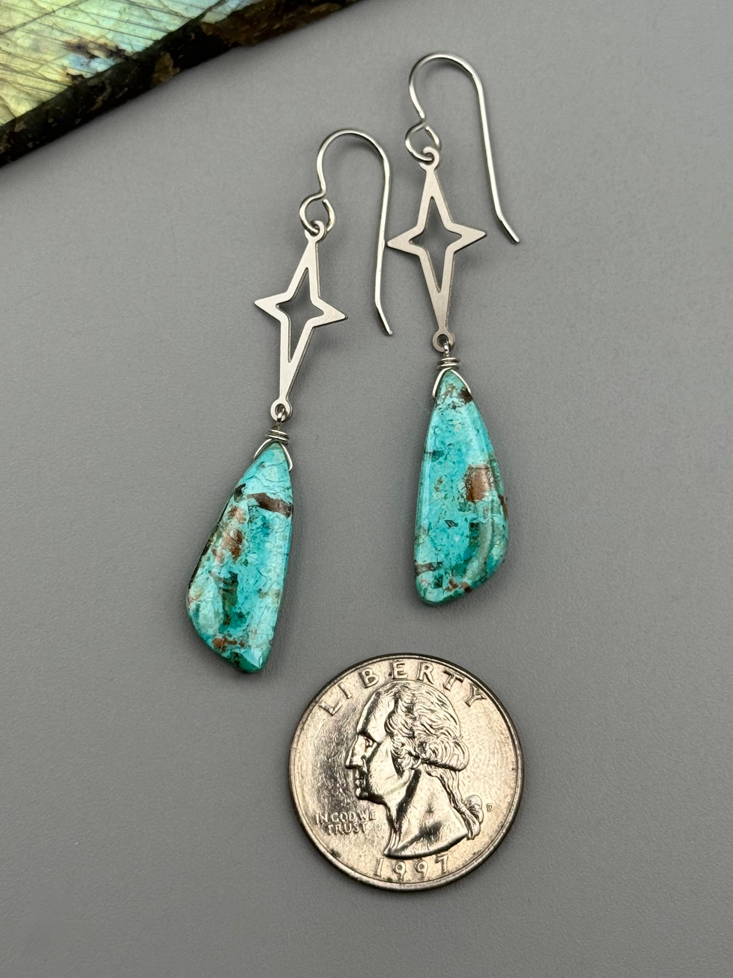 •WANDERING STAR• chrysocolla wing + silver earrings
