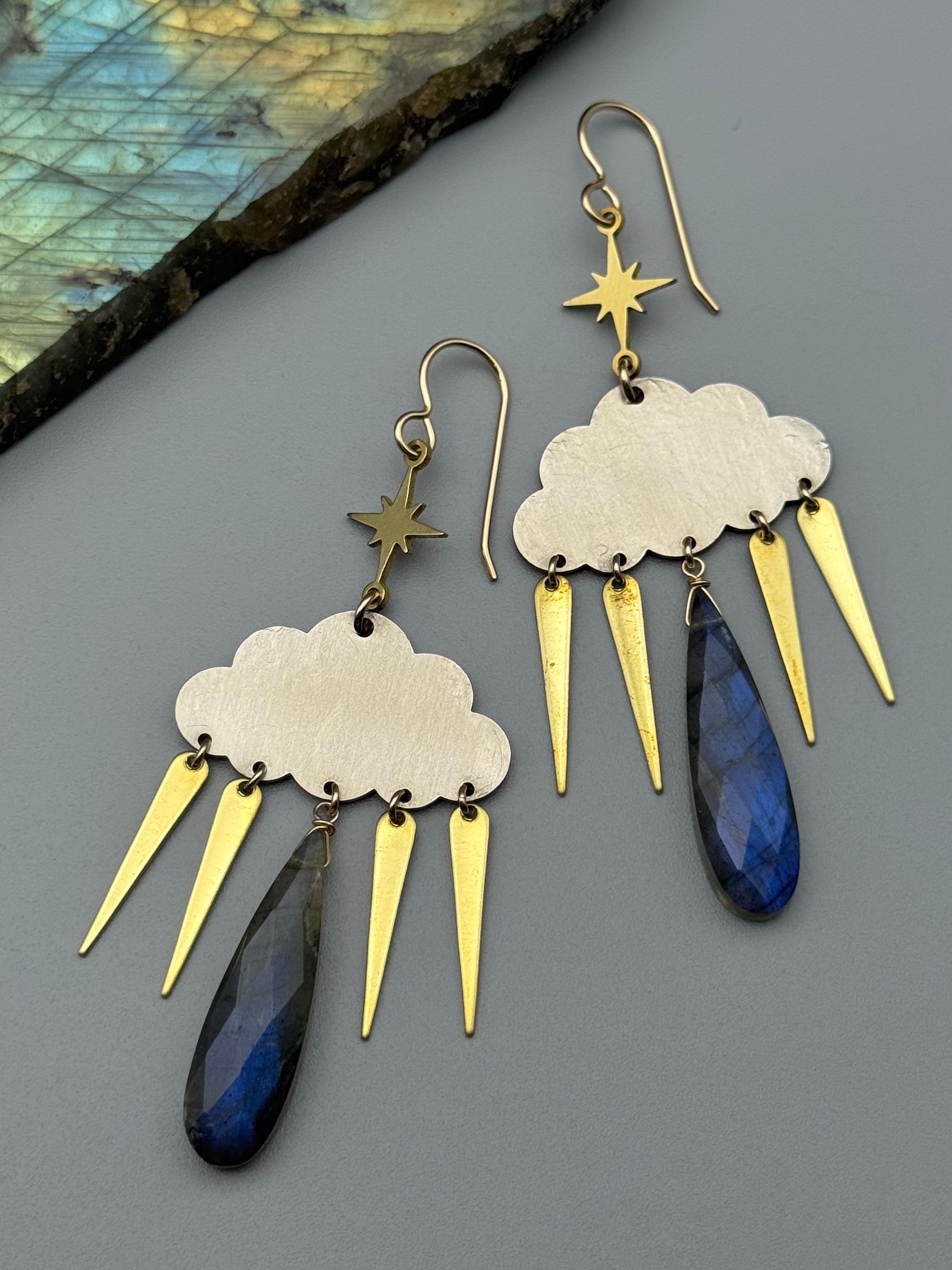 •STORMY• labradorite + mixed metal earrings