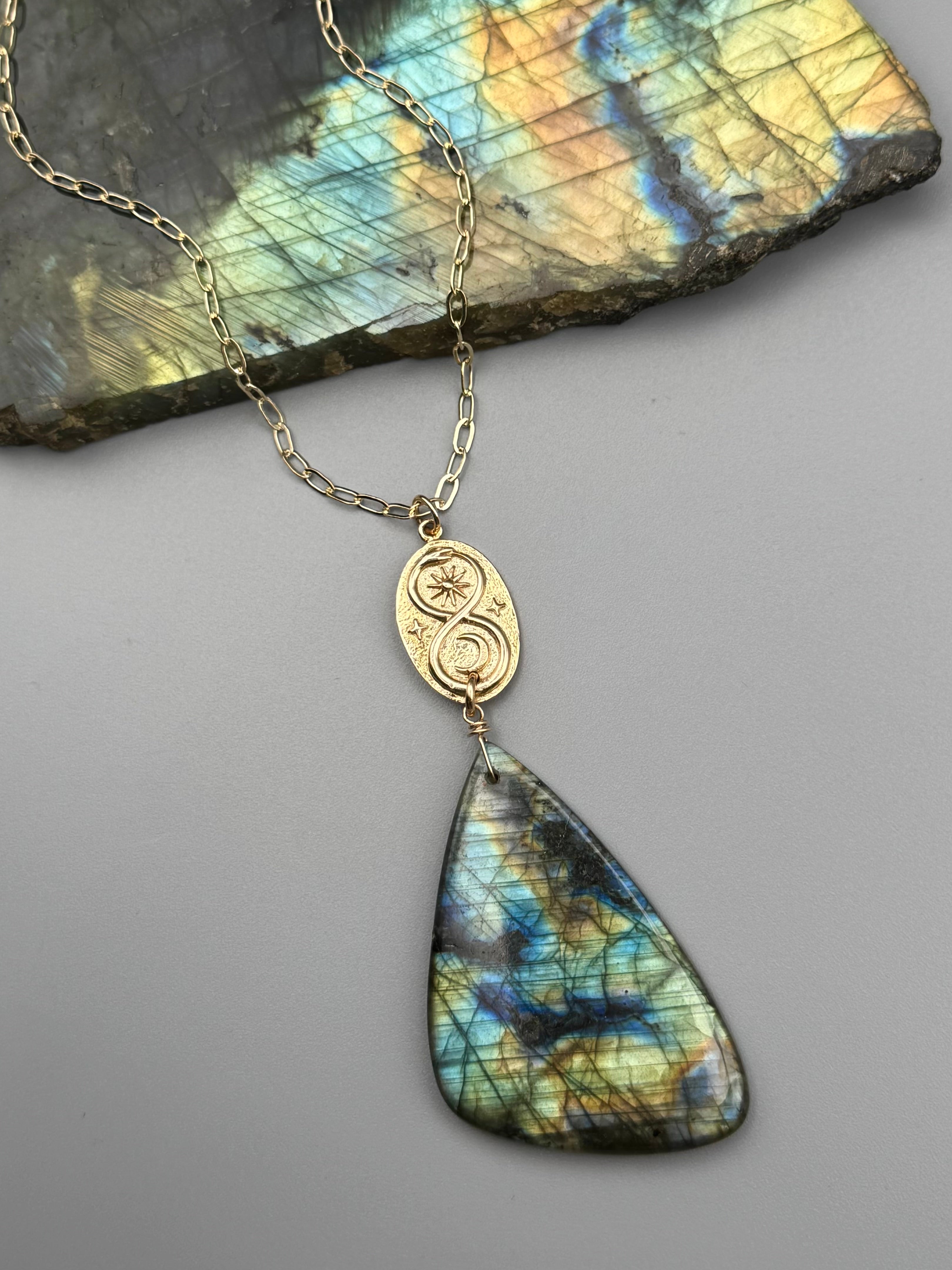 •NĀGA• labradorite + gold necklace (17"-19" long)