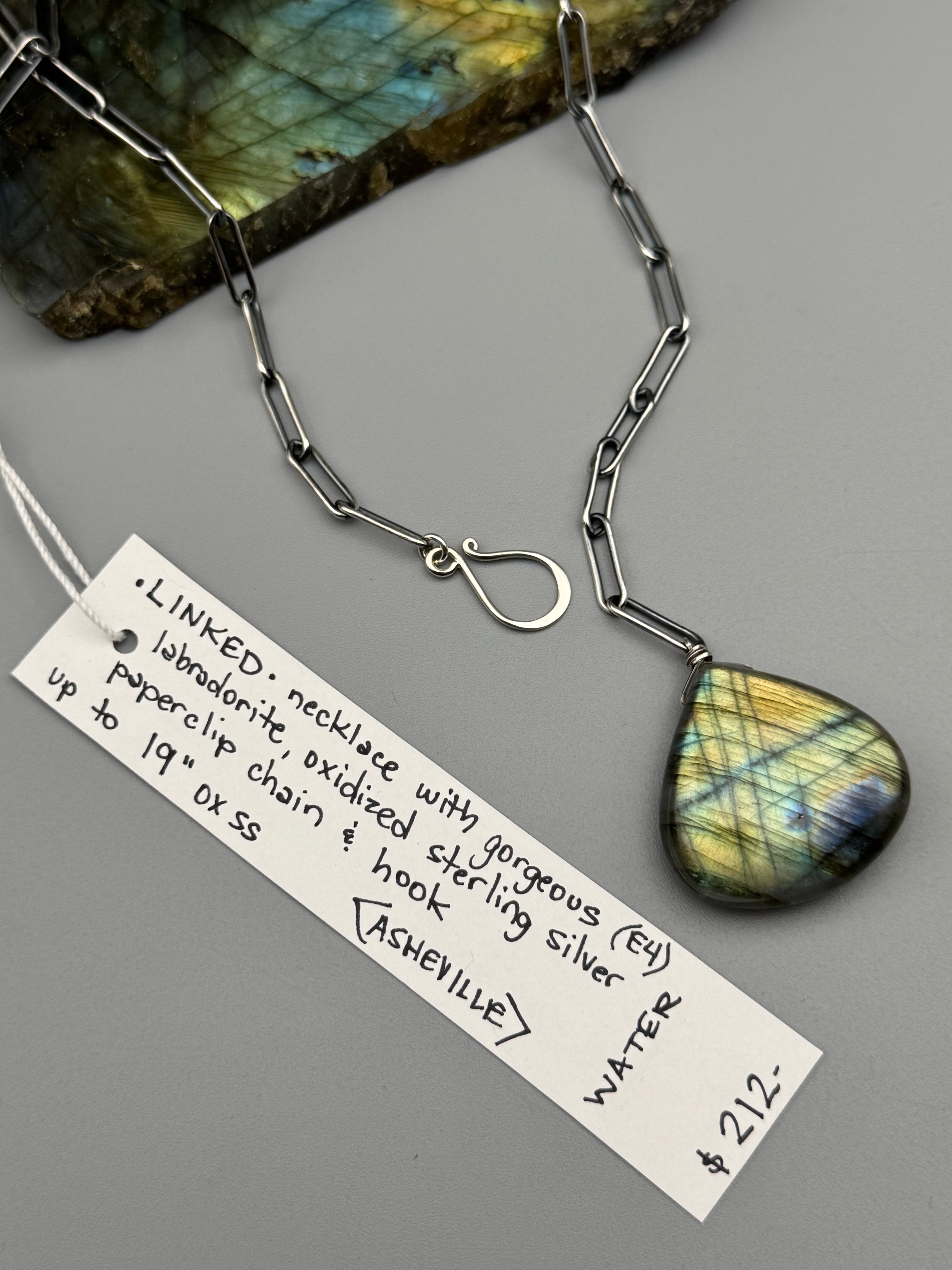 •LINKED• labradorite + oxidized silver necklace (ADJ to 19")