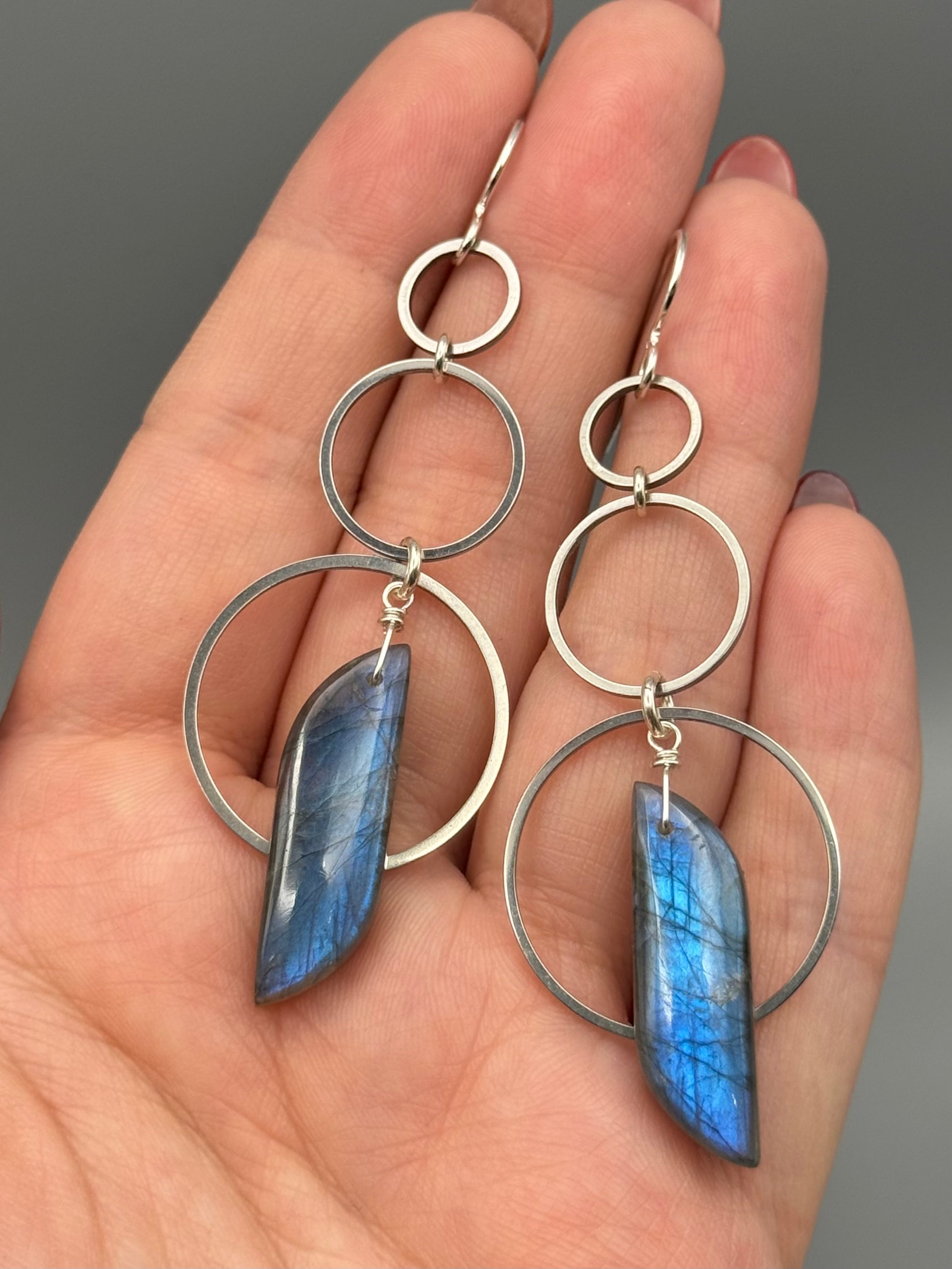 •6 OF CUPS• labradorite partridge + silver earrings