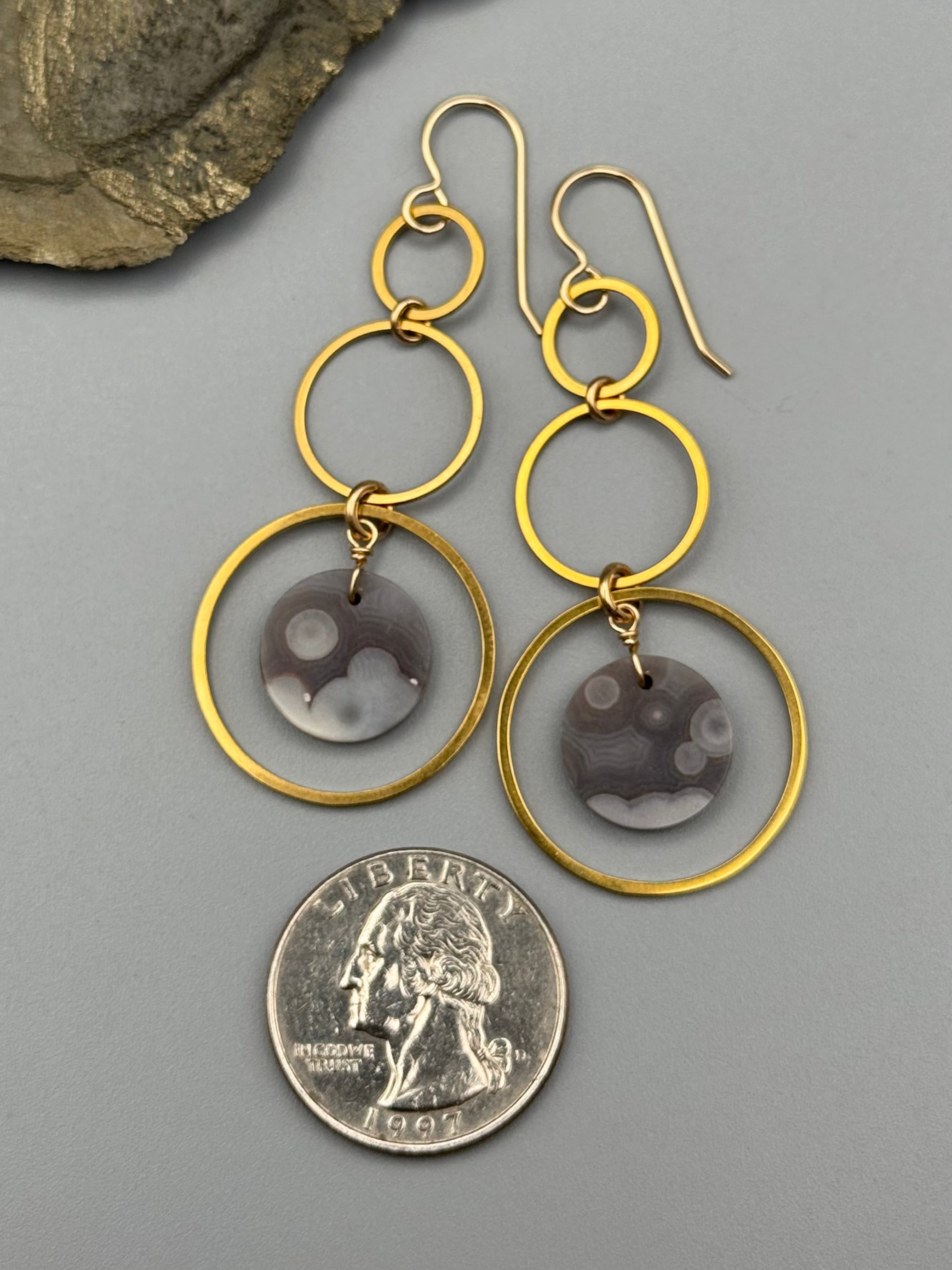 •6 OF CUPS• botswana agate + gold earrings