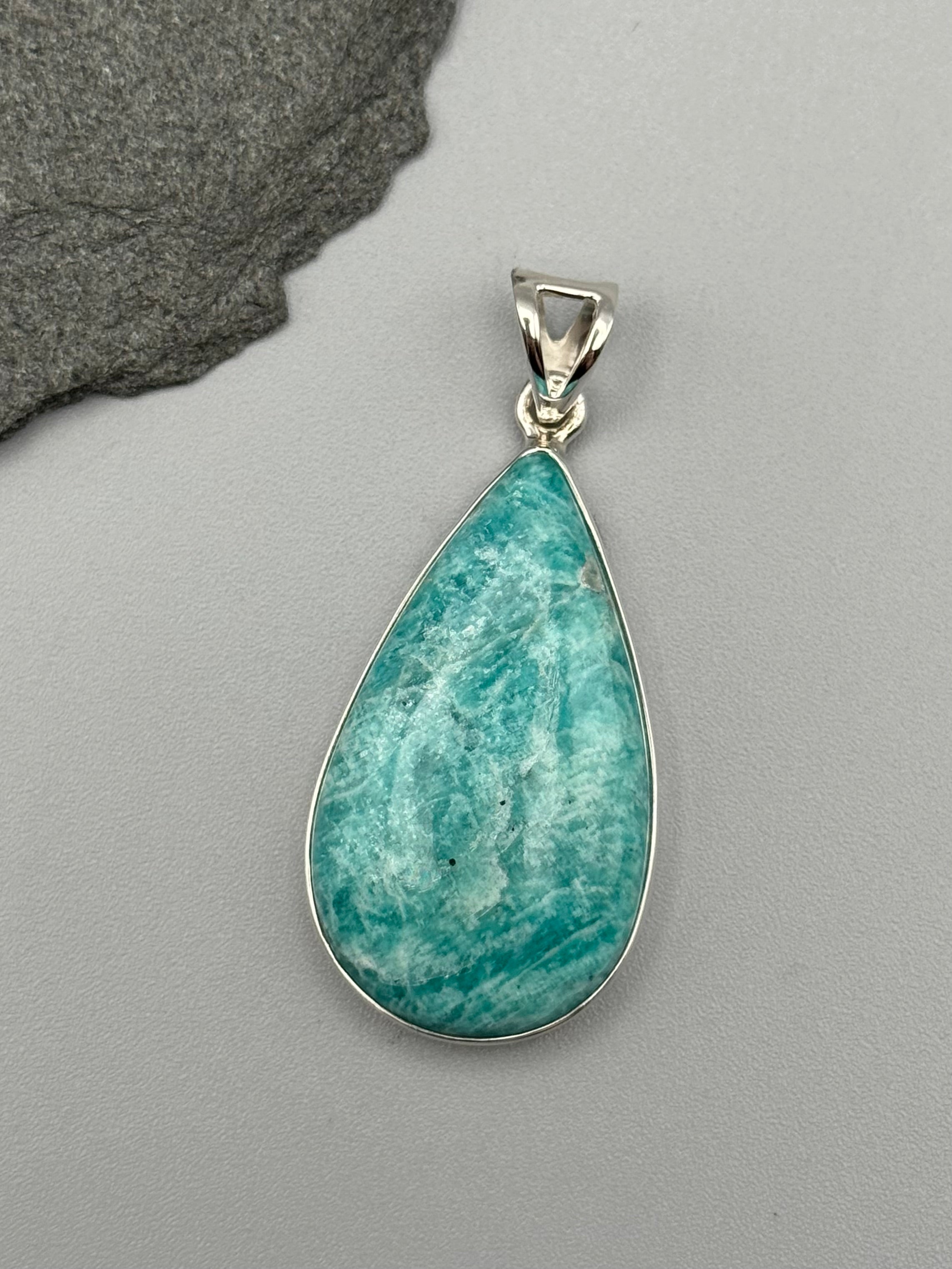•AMAZONITE - TEAR 1• sterling silver pendant