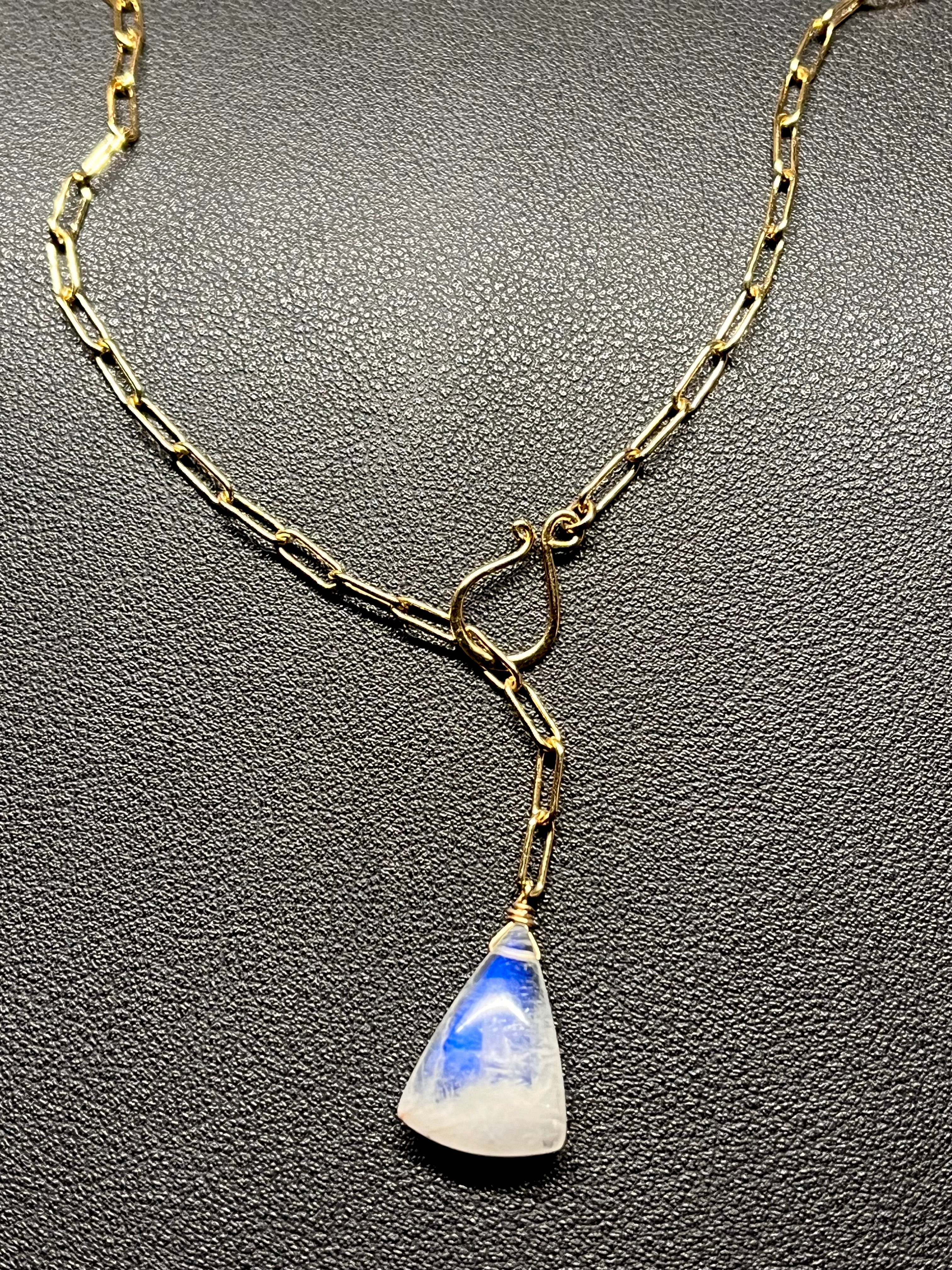•LINKED• rainbow moonstone + gold necklace (19")