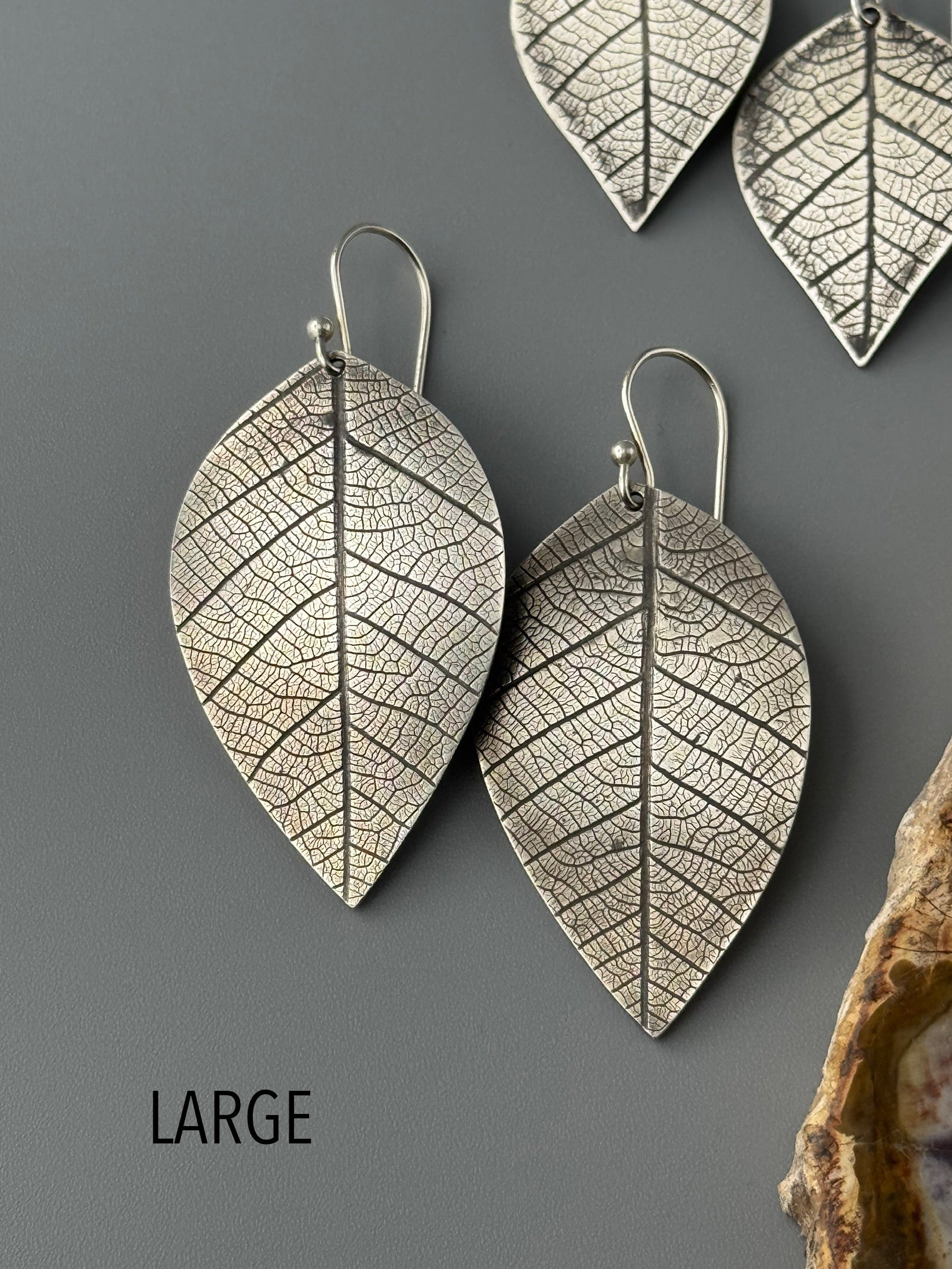 •LEAF• silver dangle earrings