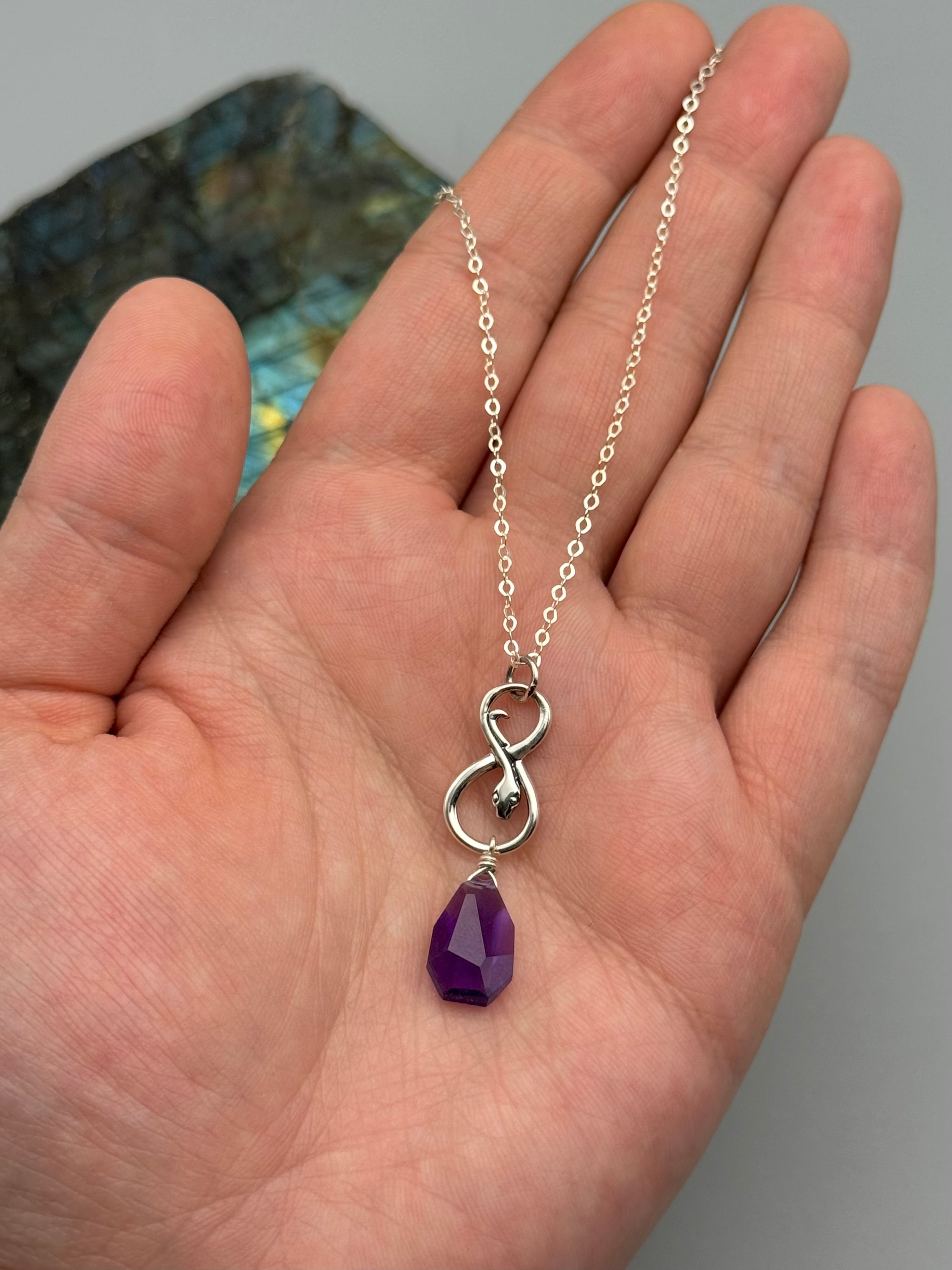 •NĀGA• amethyst + silver necklace (18"-20" long)