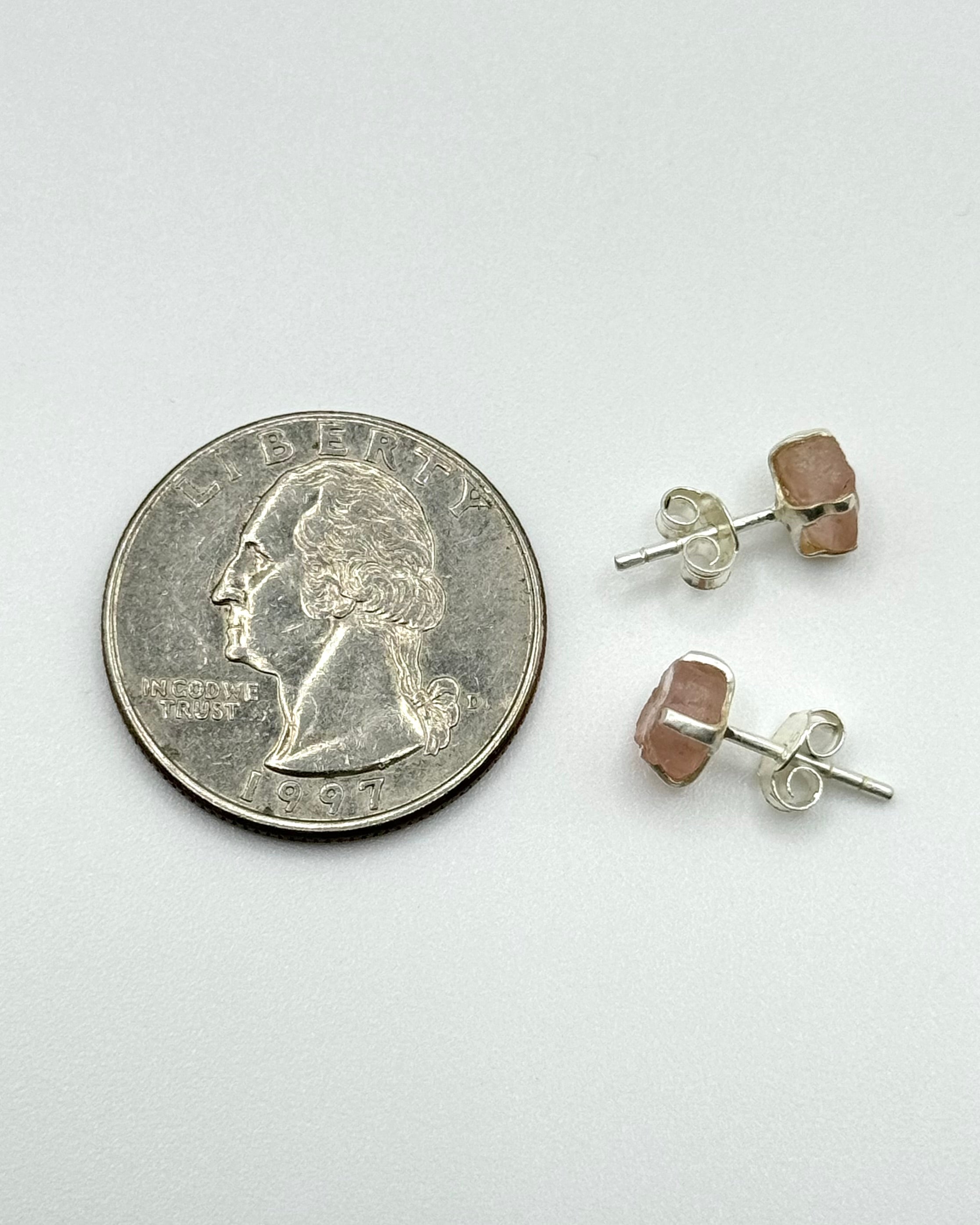 •ROSE QUARTZ• silver prong set stud earrings