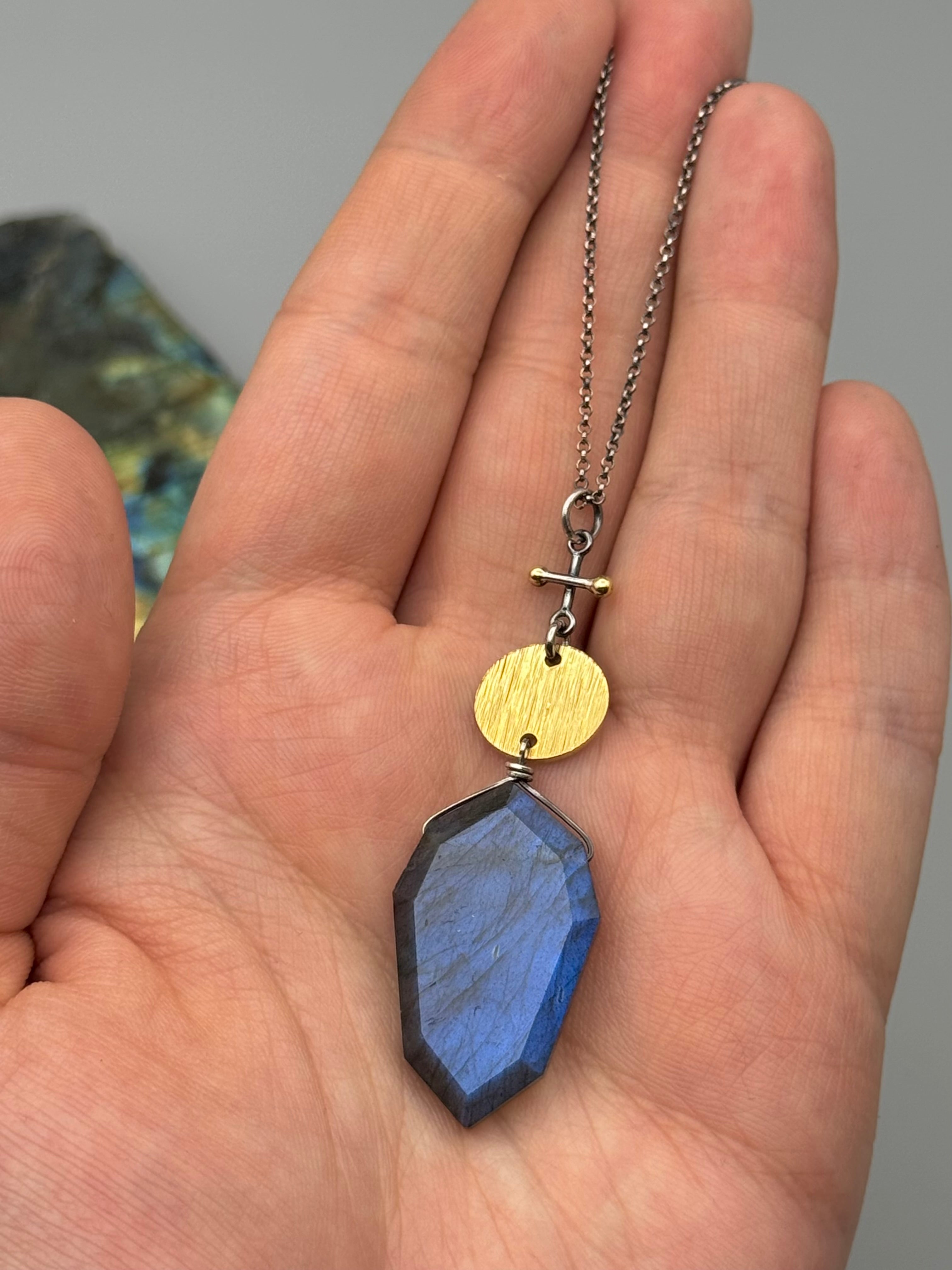 •INVOKE• labradorite + mixed metal necklace (16"-18" long)