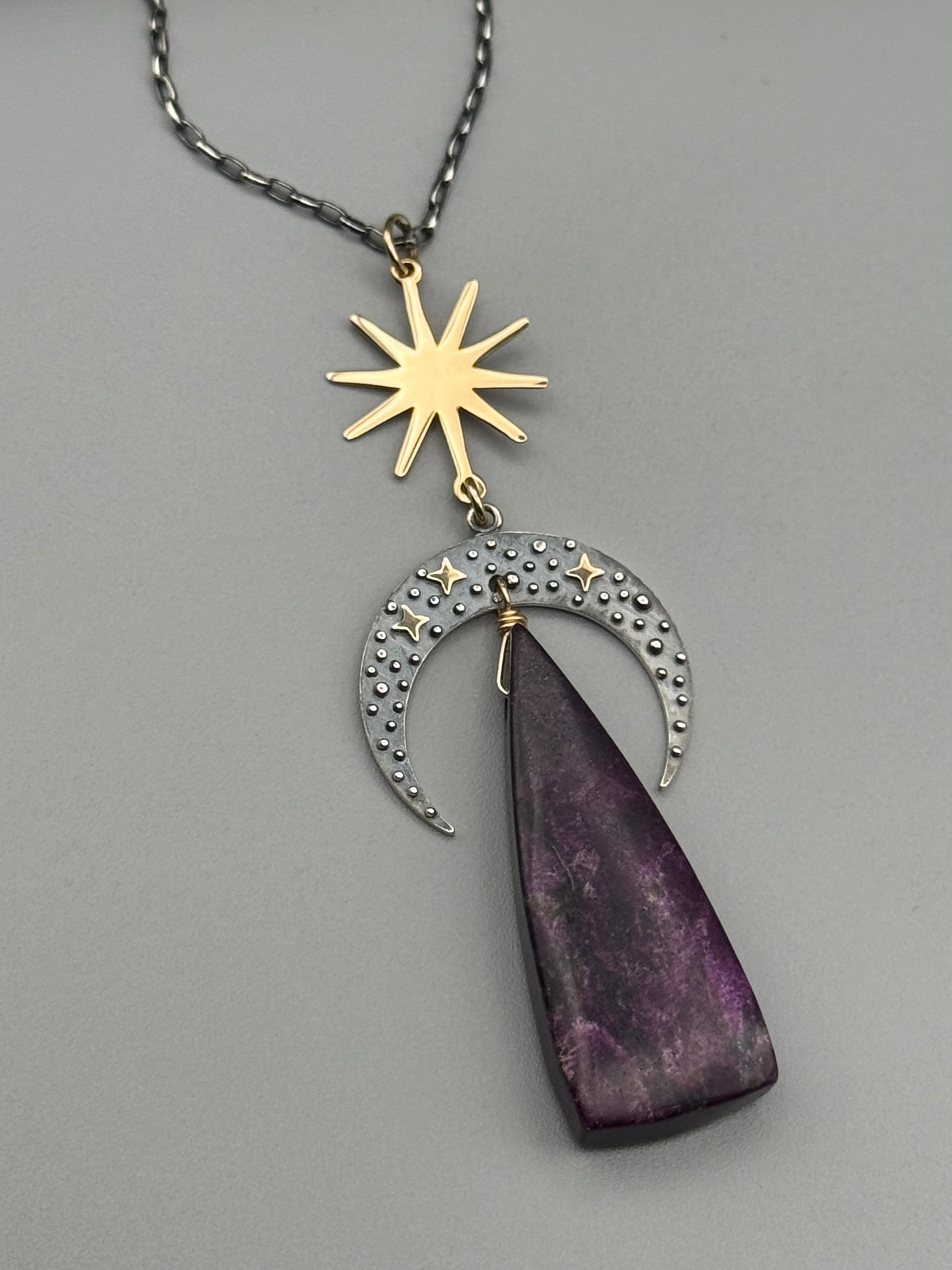 •NYX• sugilite + mixed metal necklace (26"-28" long)